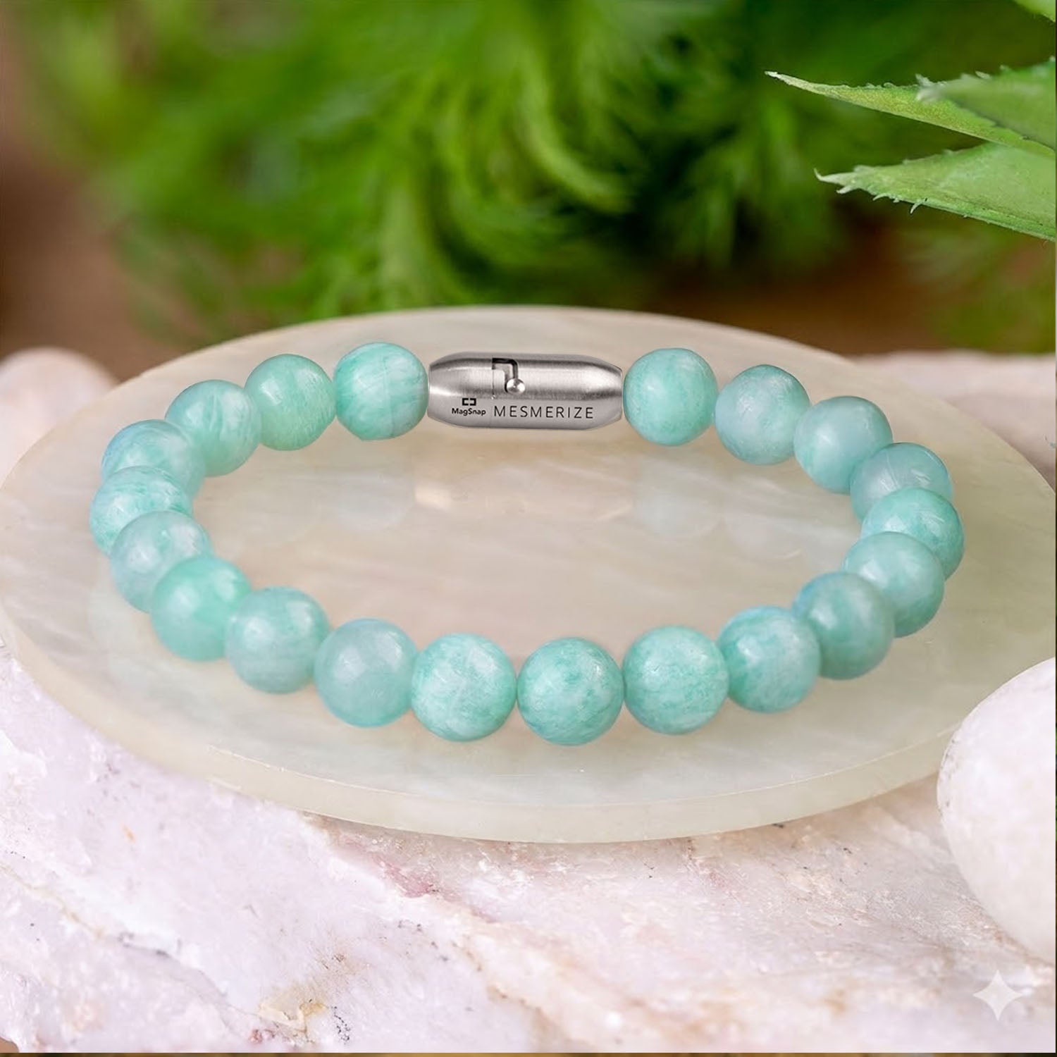 Serene Amazonite Natural Stone Bracelet with MagSnap