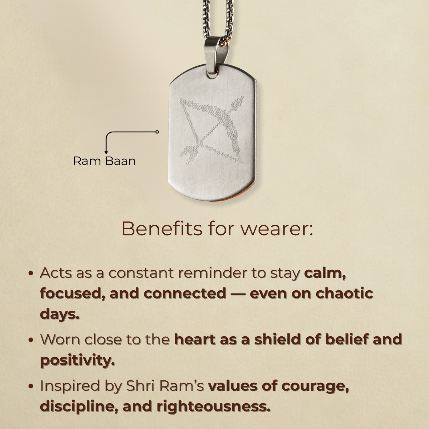 Ram Baan MicroCarved Tag Necklace Black