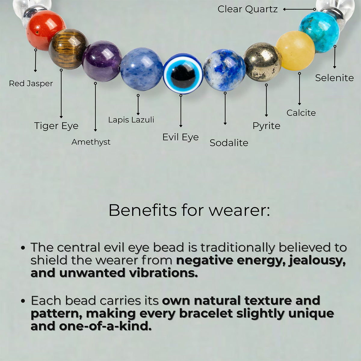 Balanced 9 Chakra Clear Quartz Natural Stone Bracelet 2