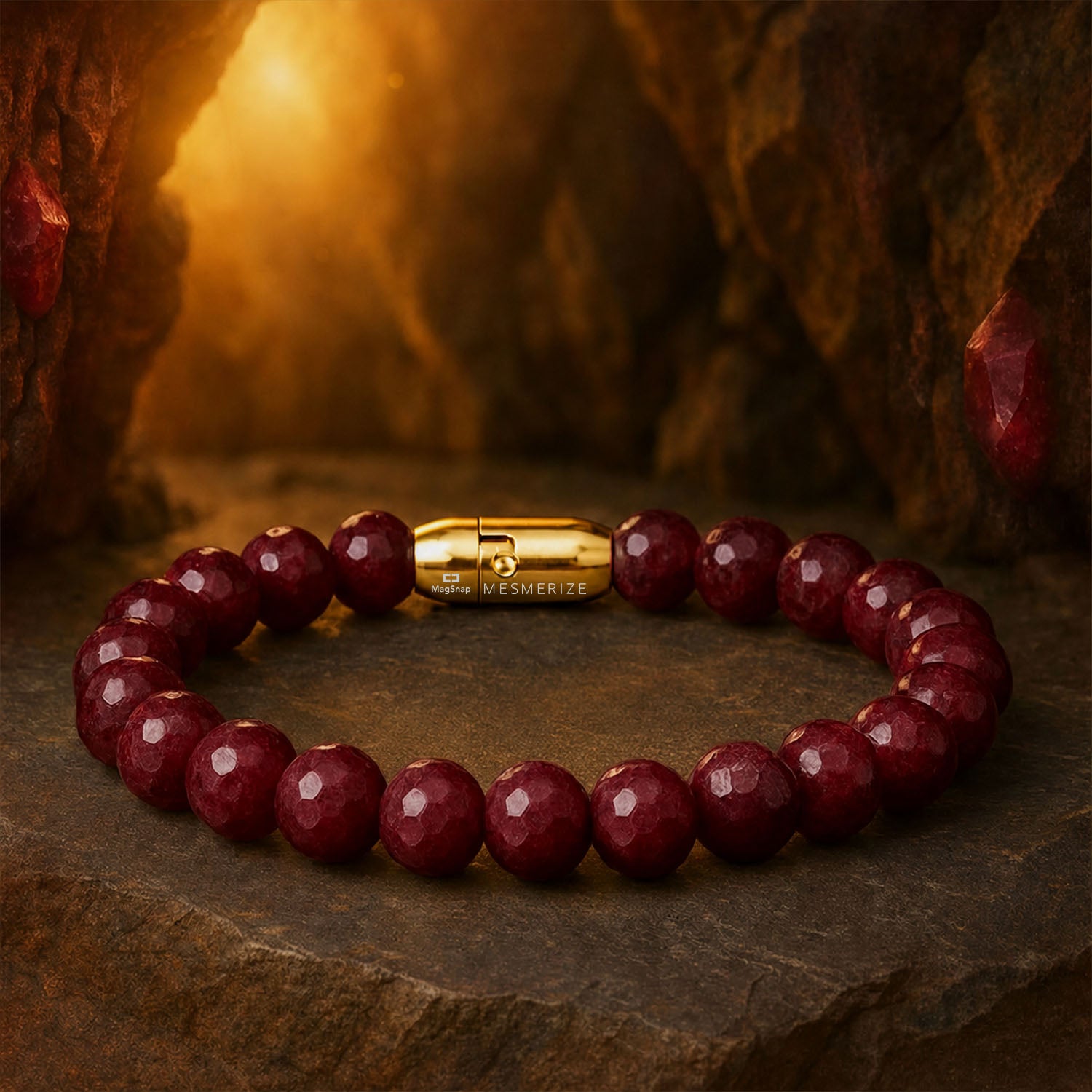 Fiery Essence Ruby(Manik) Natural Stone Bracelet with Magsnap2