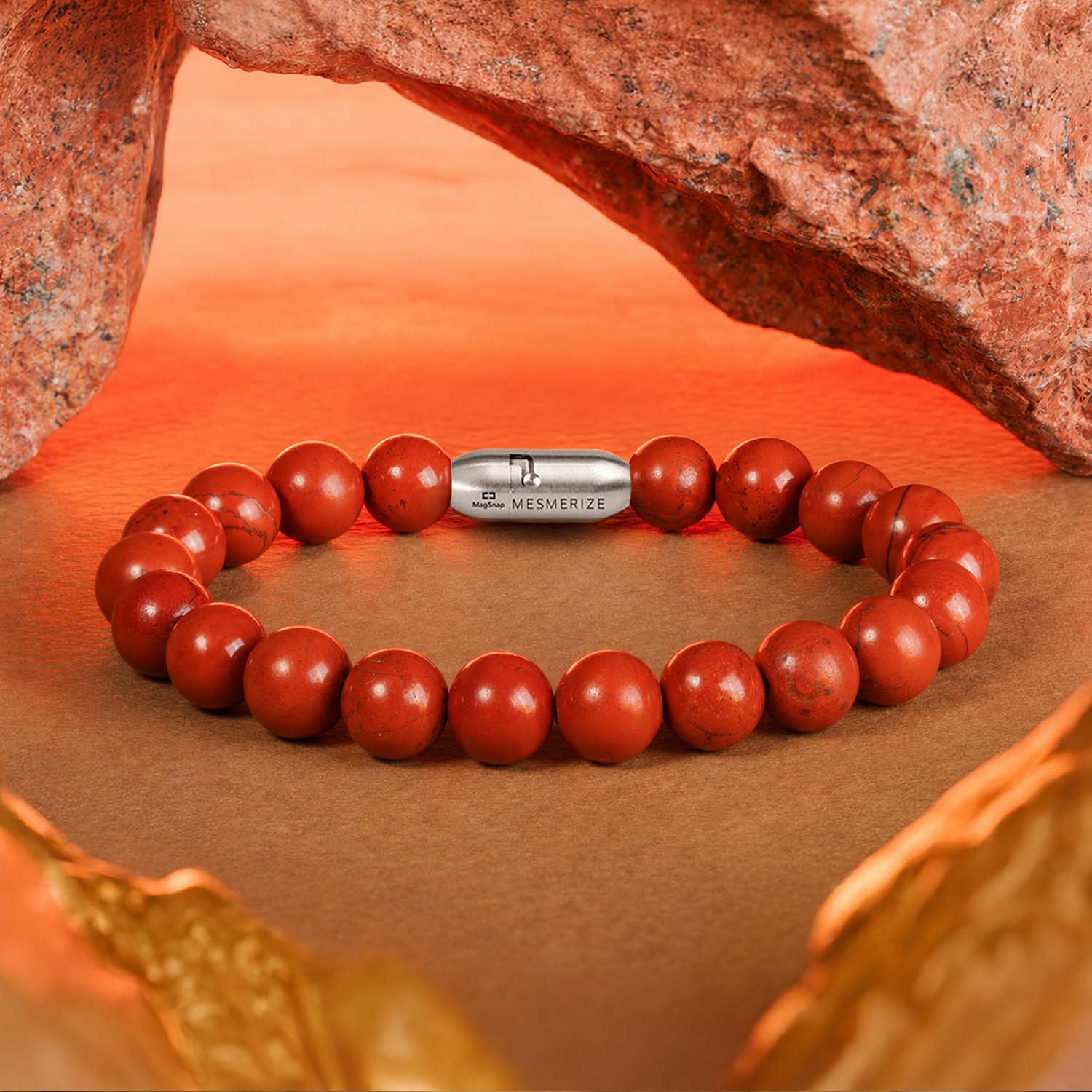 Inner Strength Red Jasper Natural Stone Bracelet by Mesmerize