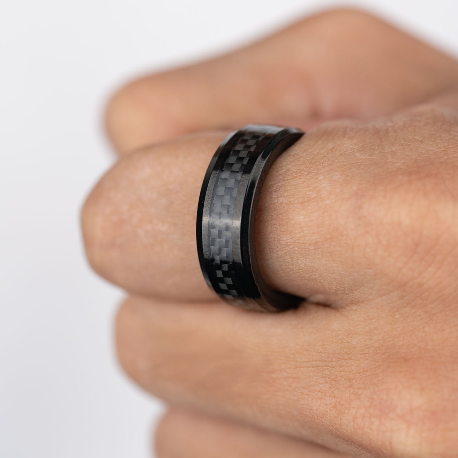 M Premium Jewellery Black Carbon fiber Octane ring