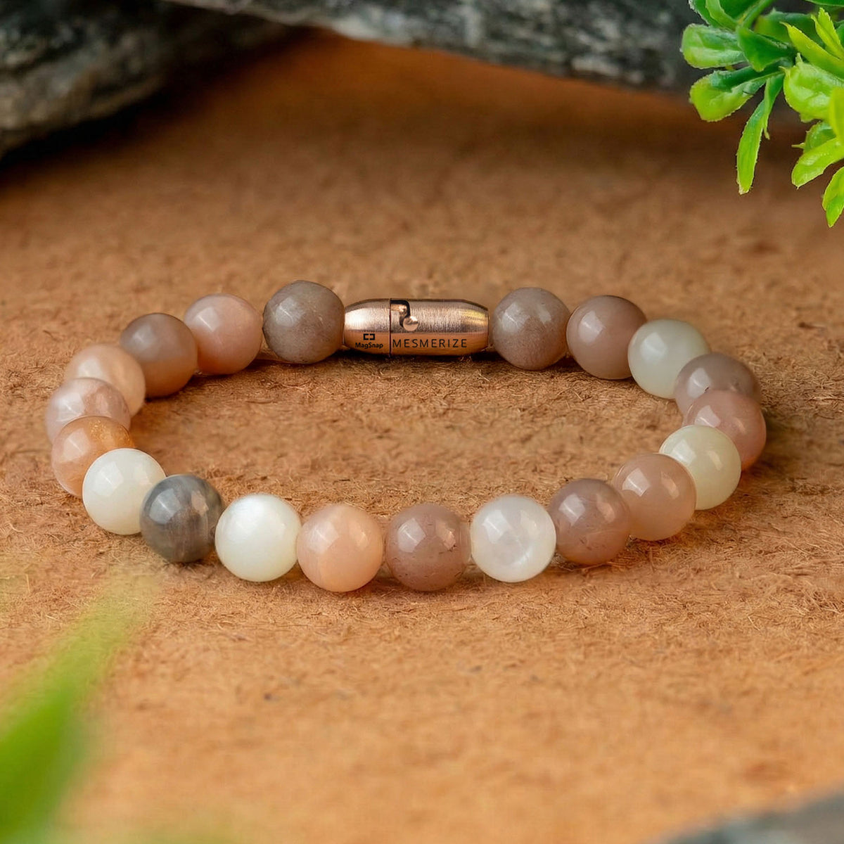 Calming Multi Moon Natural Stone Bracelet by Mesmerize
