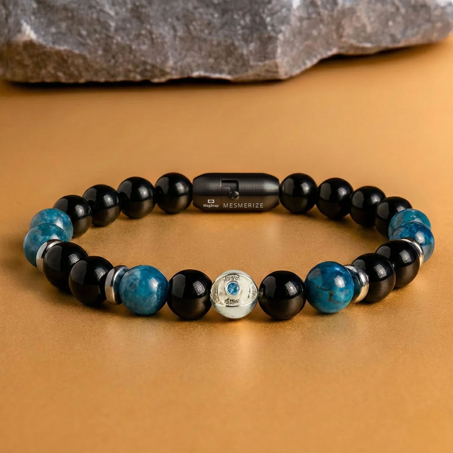 925 Sterling Silver Aegis Evil Eye Natural Stone Bracelet with Magsnap2