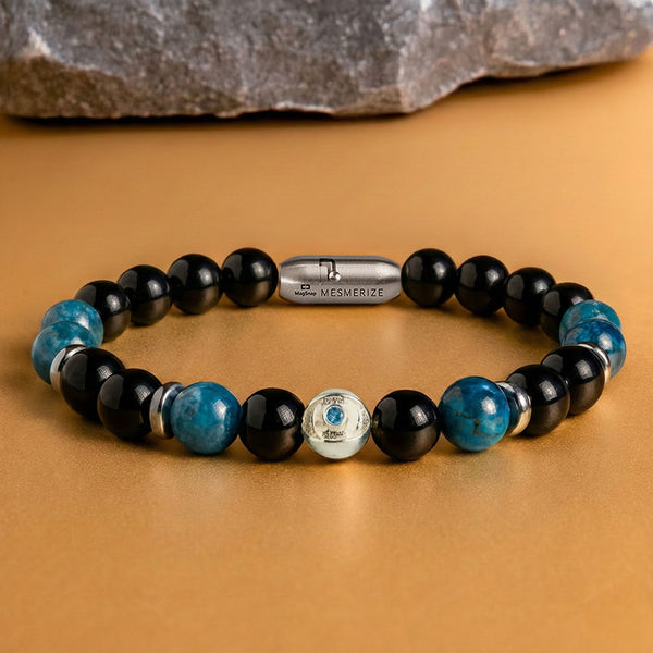 925 Sterling Silver Aegis Evil Eye Natural Stone Bracelet with Magsnap2