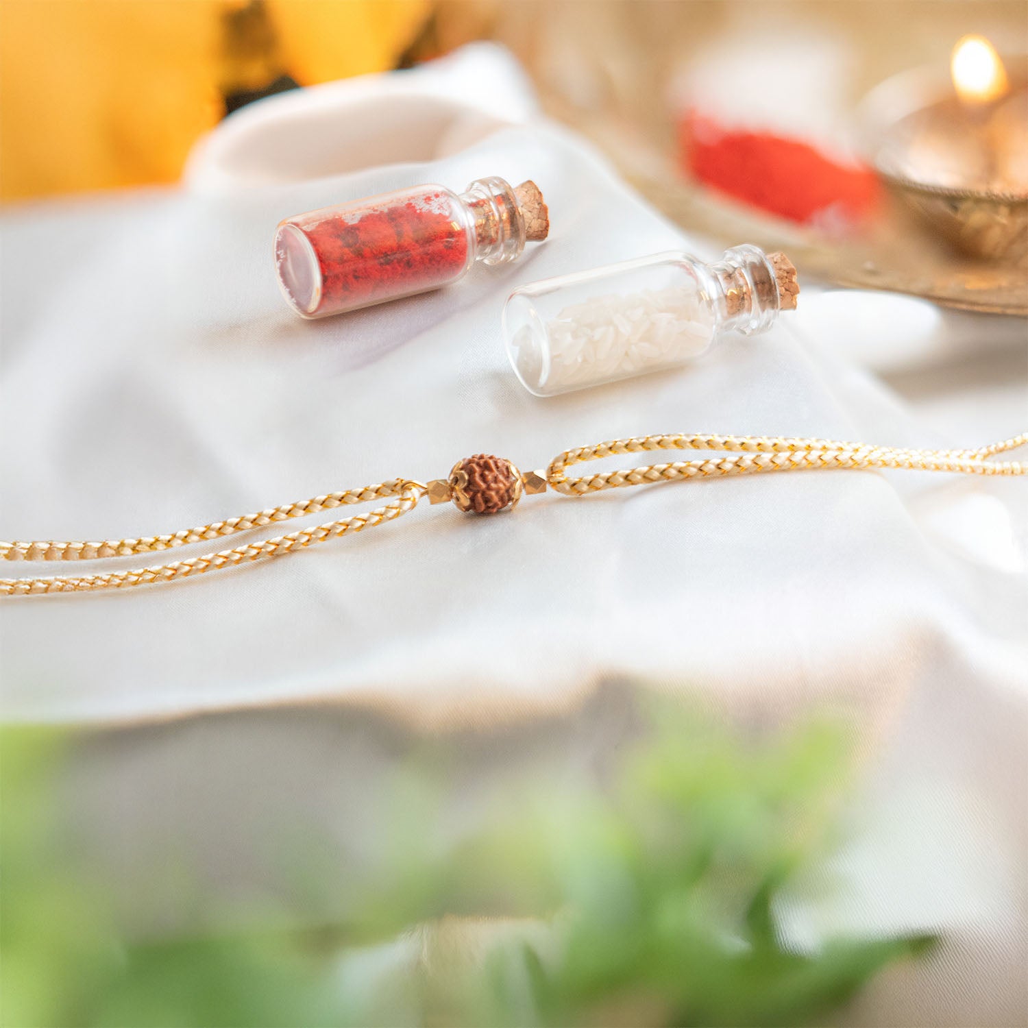 925 Silver Spiritual Rudraksh Natural Stone Rakhi