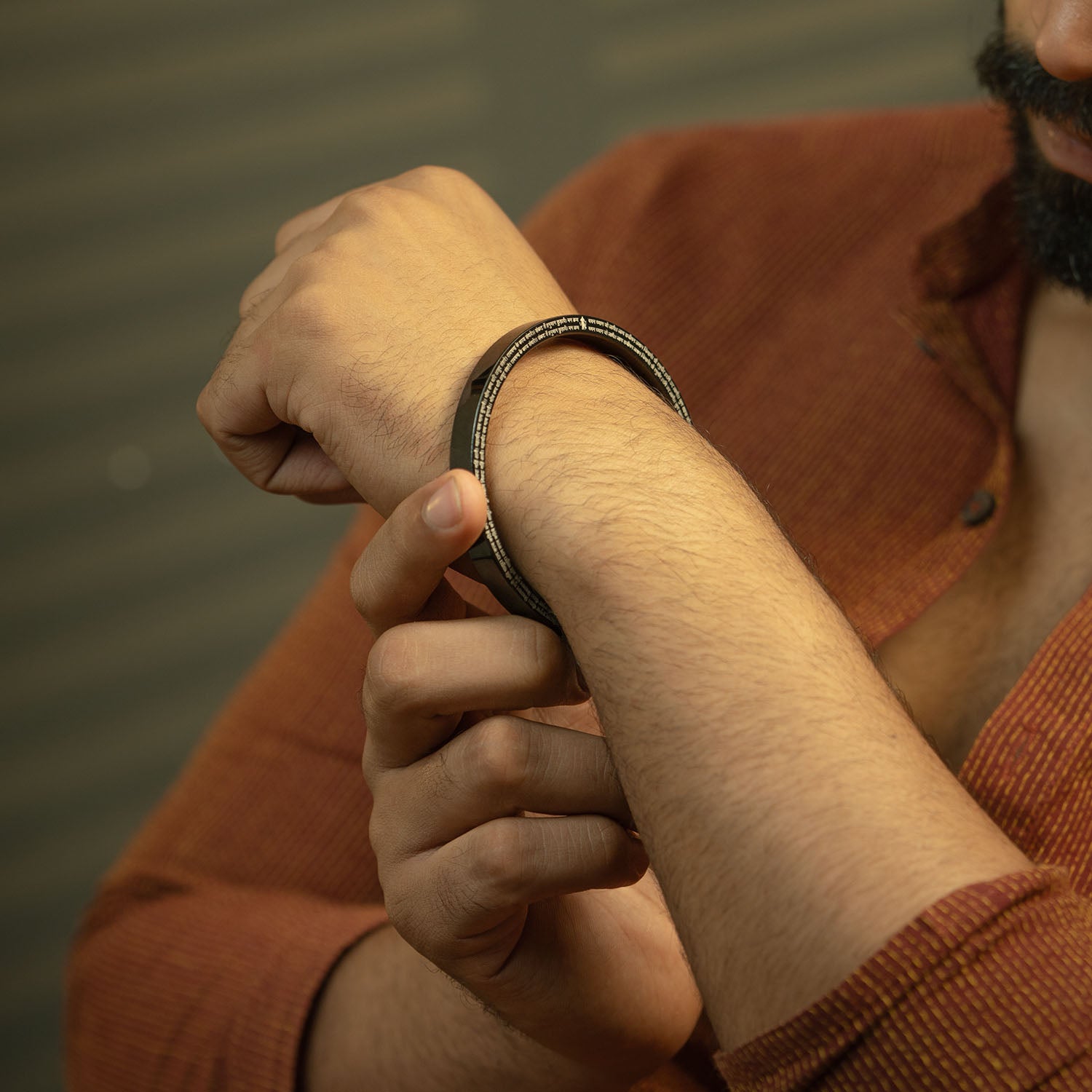 9 Verse Hanuman Chalisa MicroCarved Classic Round Kada