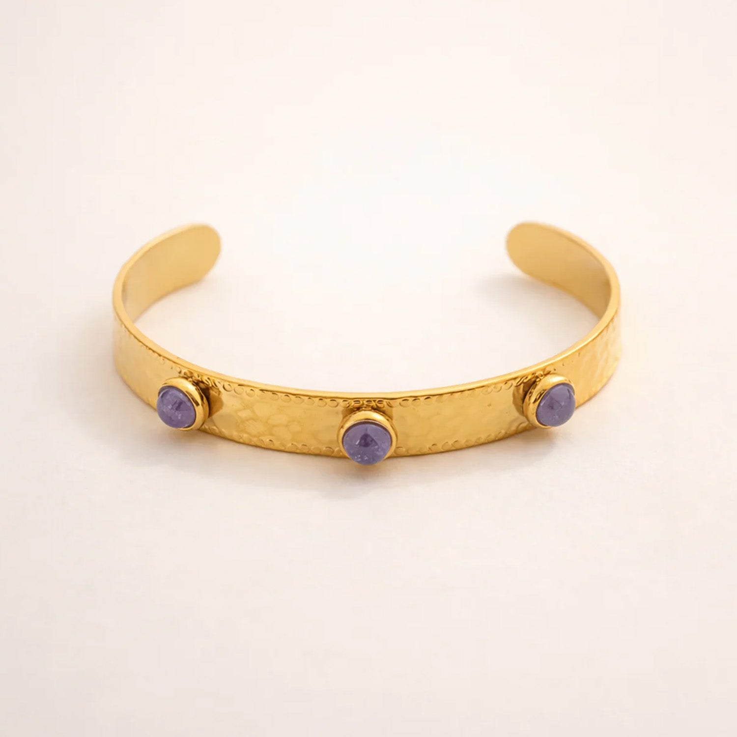 Aira Amethyst Gold Cuff Bracelet