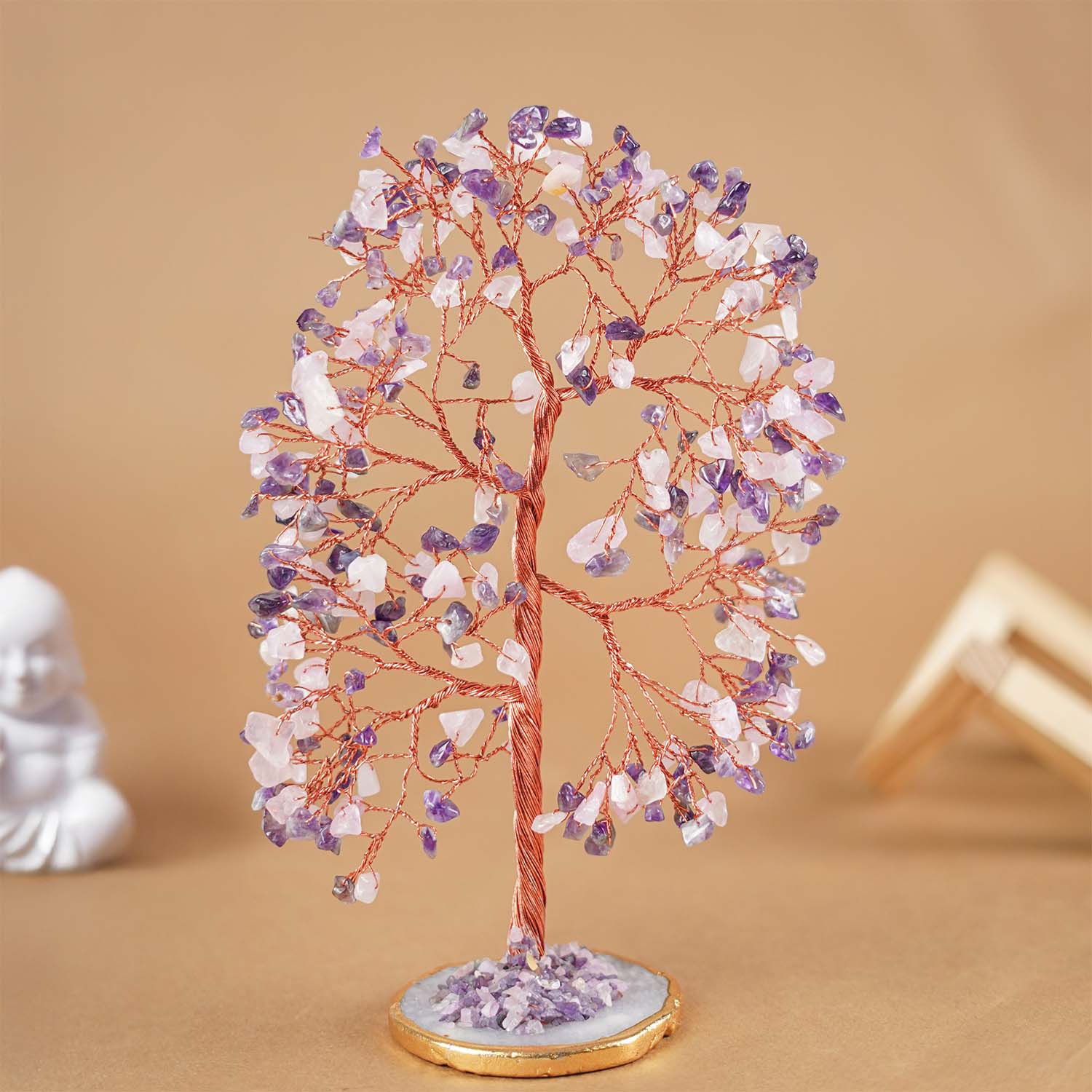 rose quartz money tree Amethyst & Rose Quartz Combo Tree With Natural Agate Base