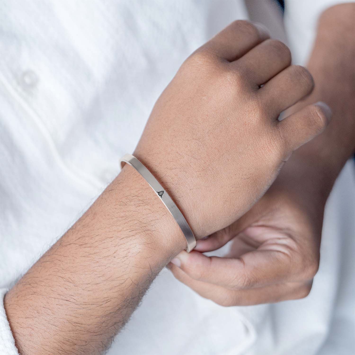 Bajrangbali Gloss Cuff Adjustable Bracelet Silver