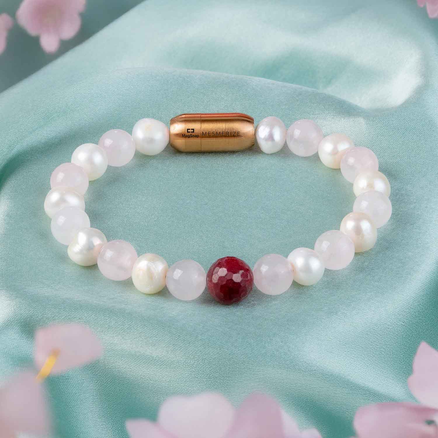 Beauty Pearl Natural Stone Bracelet With MagSnap2 by Mesmerize
