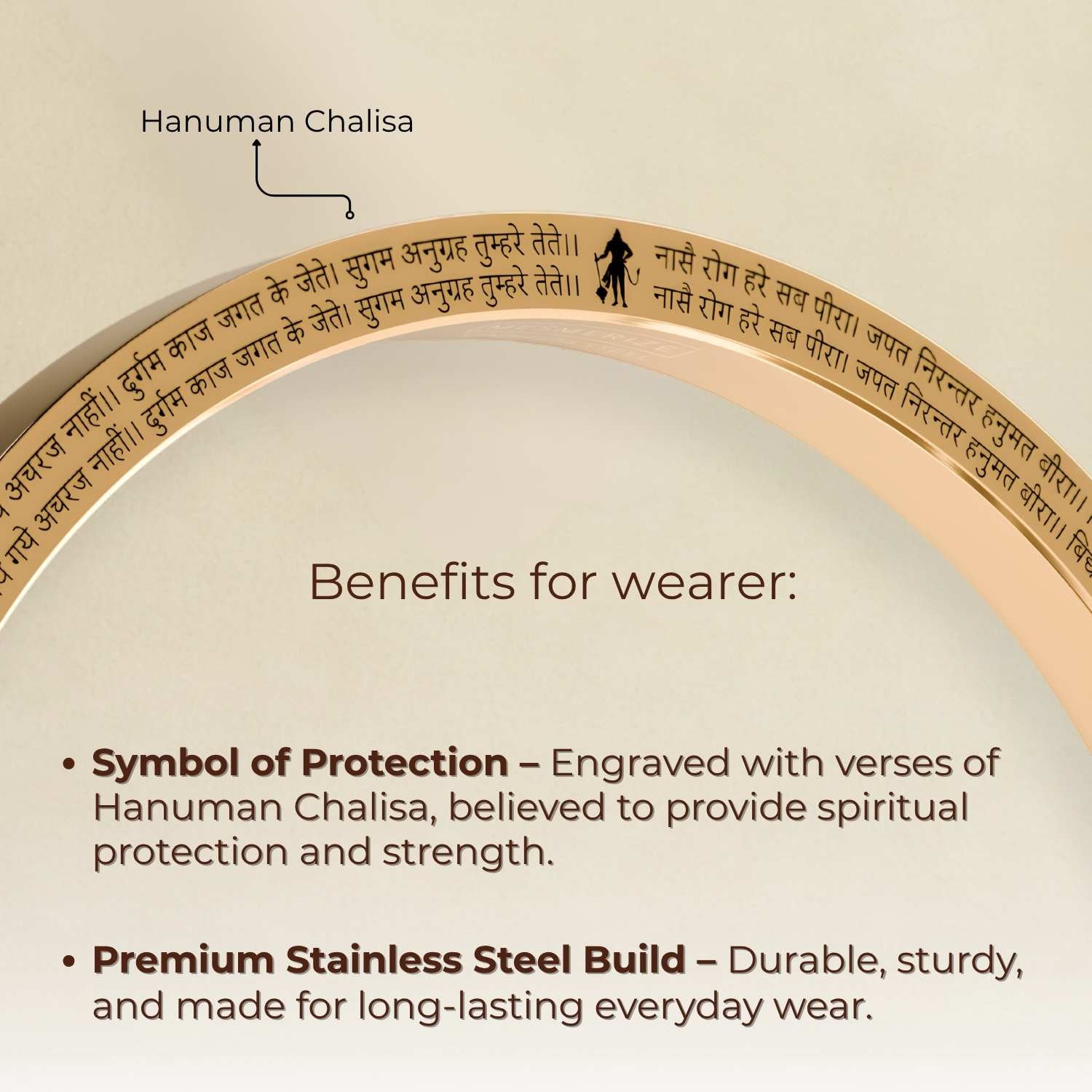 9 Verse Hanuman Chalisa MicroCarved Classic Round Kada