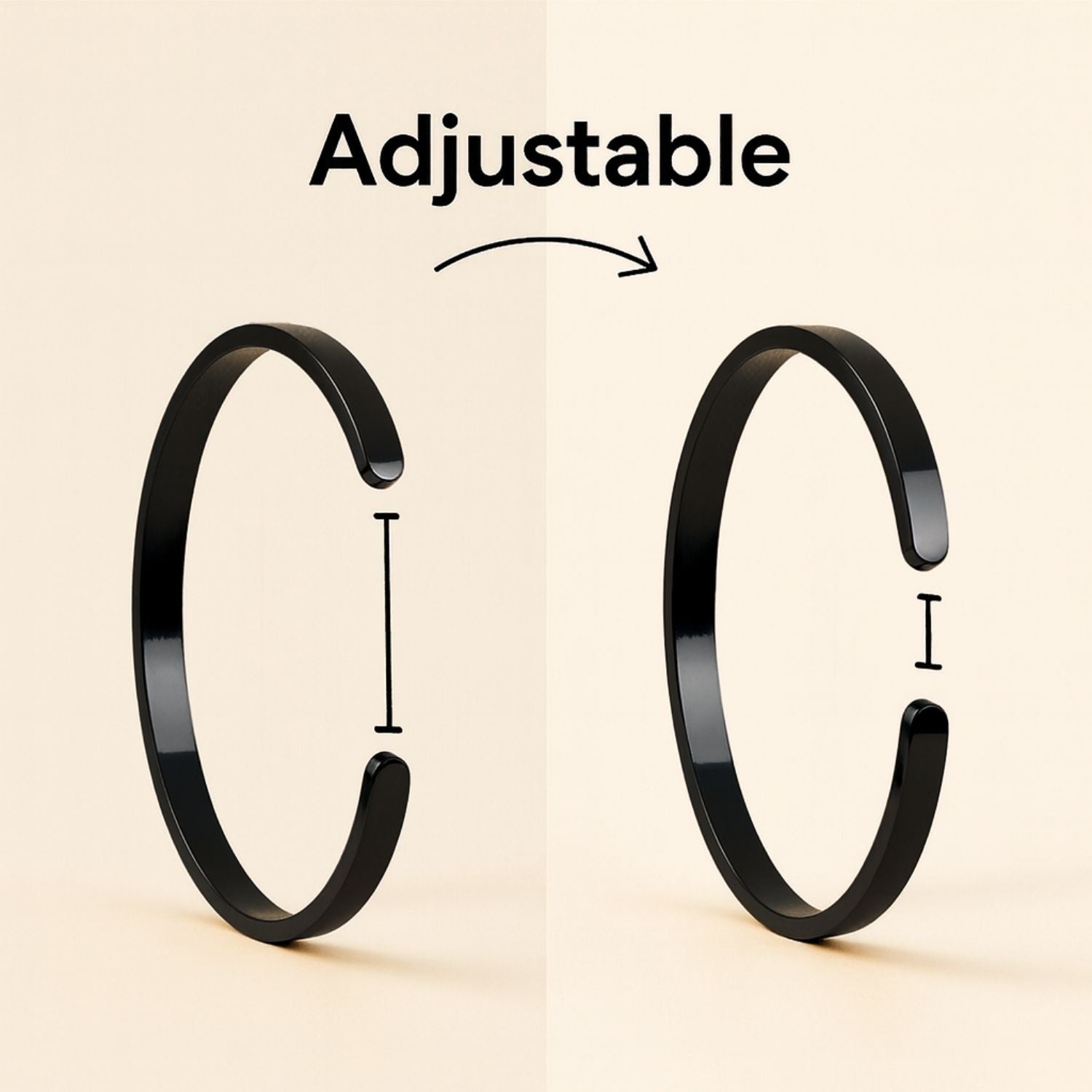 Hanuman Gada Gloss Cuff Adjustable Bracelet Black