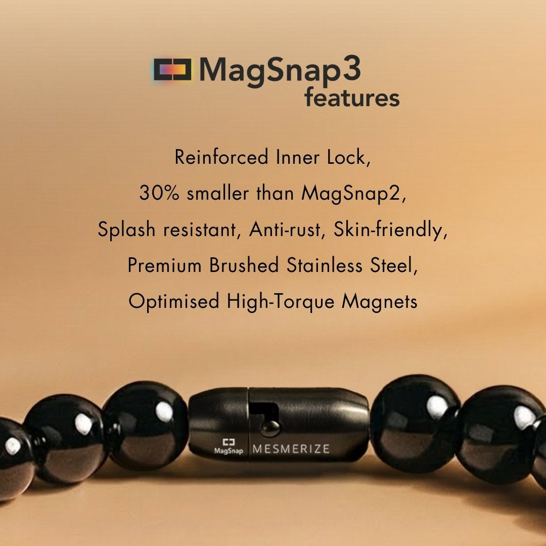 925 Sterling Silver 7 Chakra And Hematite Natural Stone Bracelet With MagSnap2