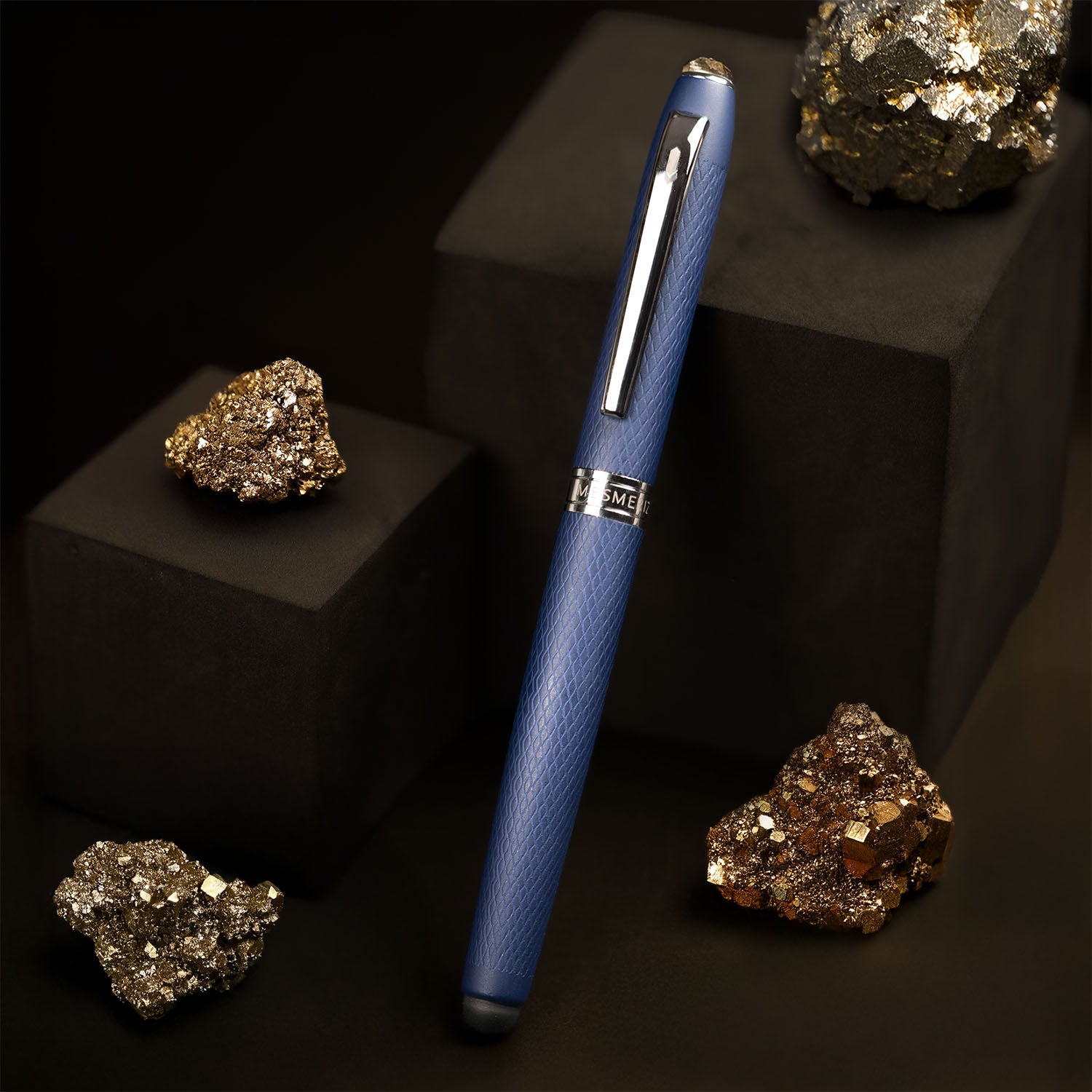 Matte Blue Finish Pyrite 2 in 1 MagSnap Roller Ball Pen with Stylus Personalised