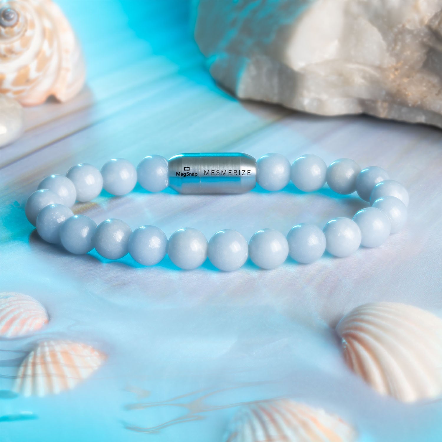 Calming Angelite Natural Stone Bracelet by Mesmerize
