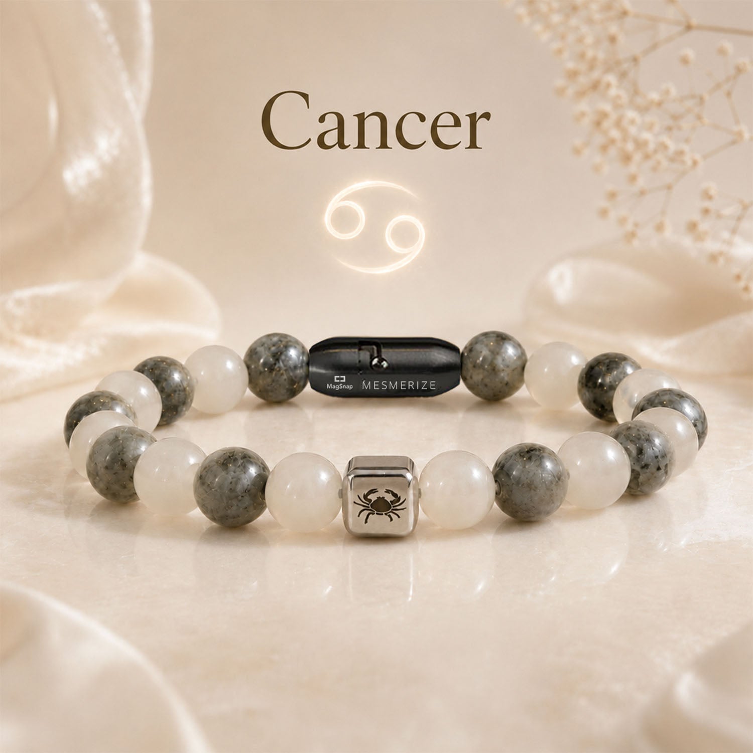 Cancer (Kark) Zodiac Stone Bracelet with MagSnap 4