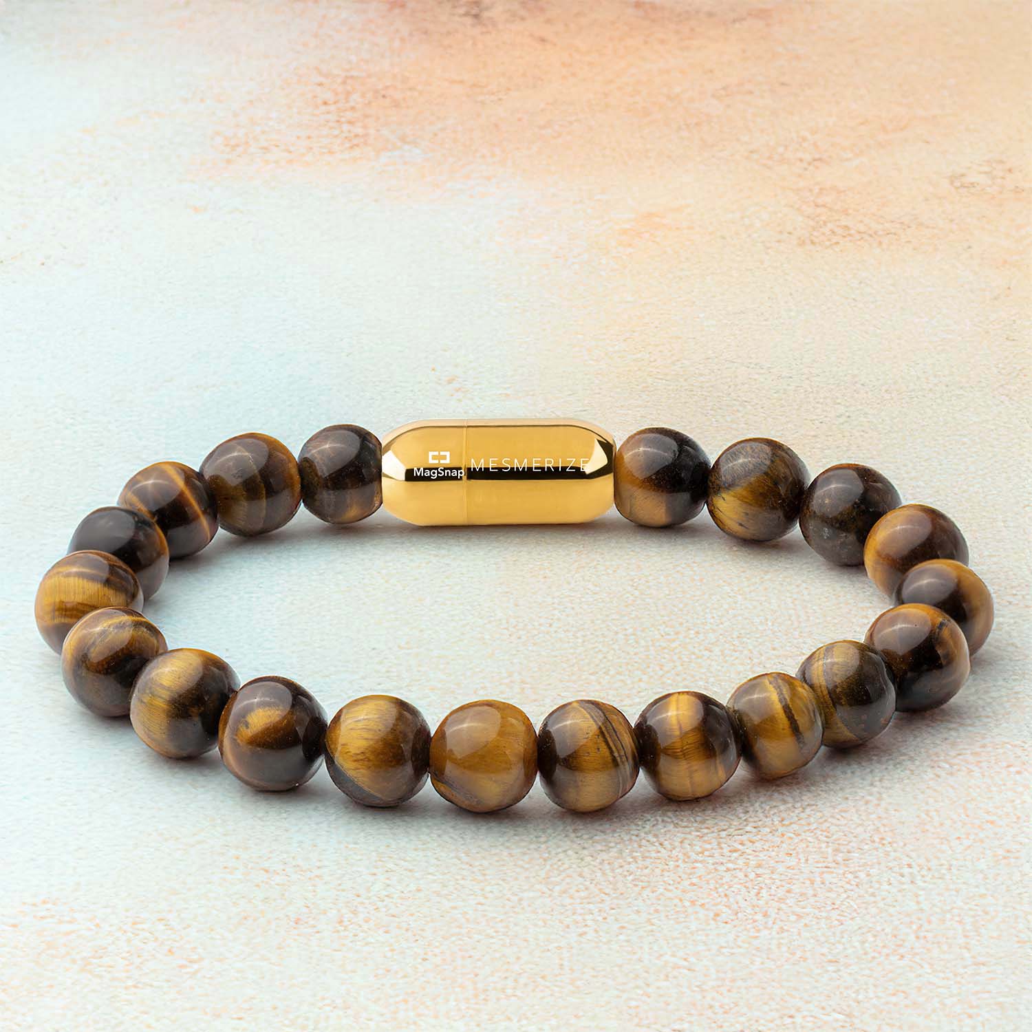 Tiger Eye Natural Stone Bracelet with MagSnap FOR MEN by Mesmerize