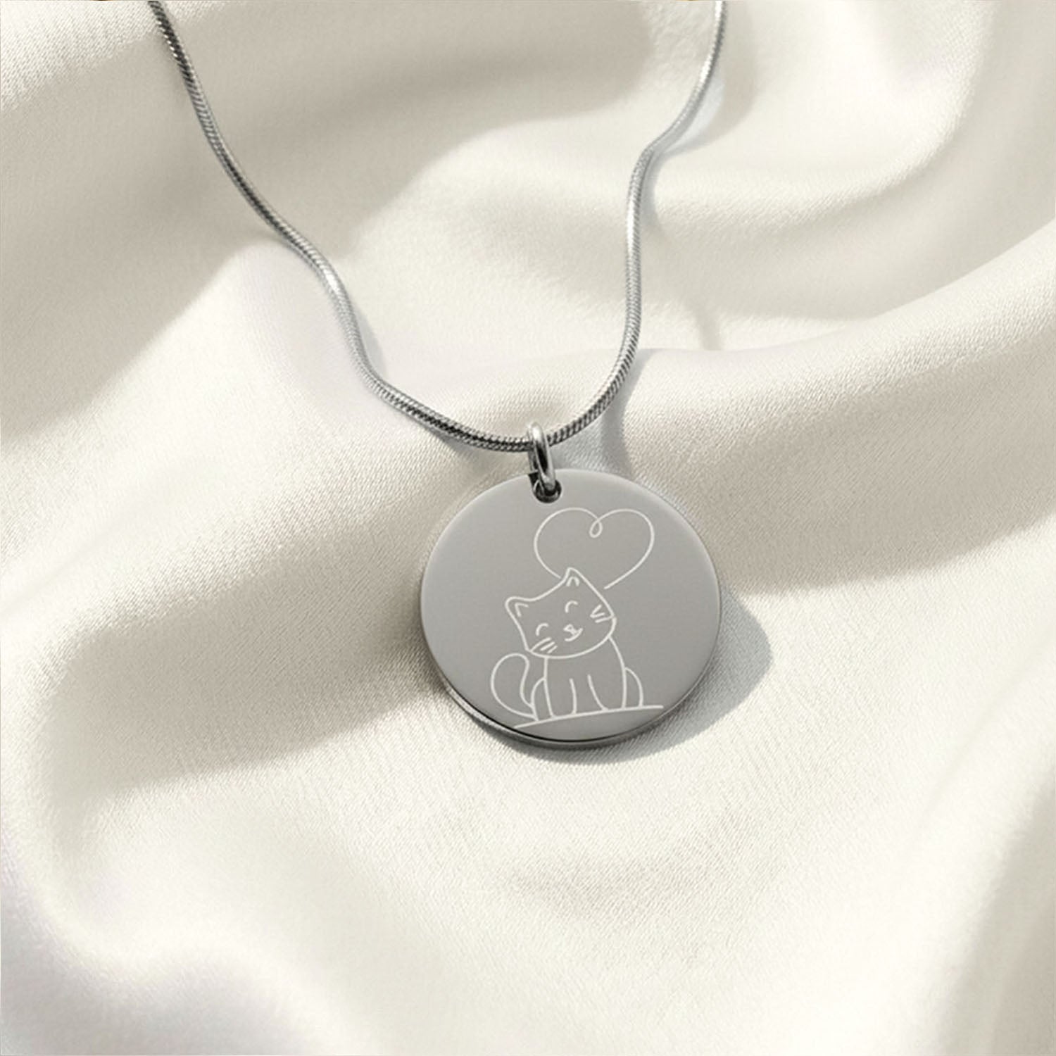 Cute Cat Circle Necklace- Mesmerize India - Main Image