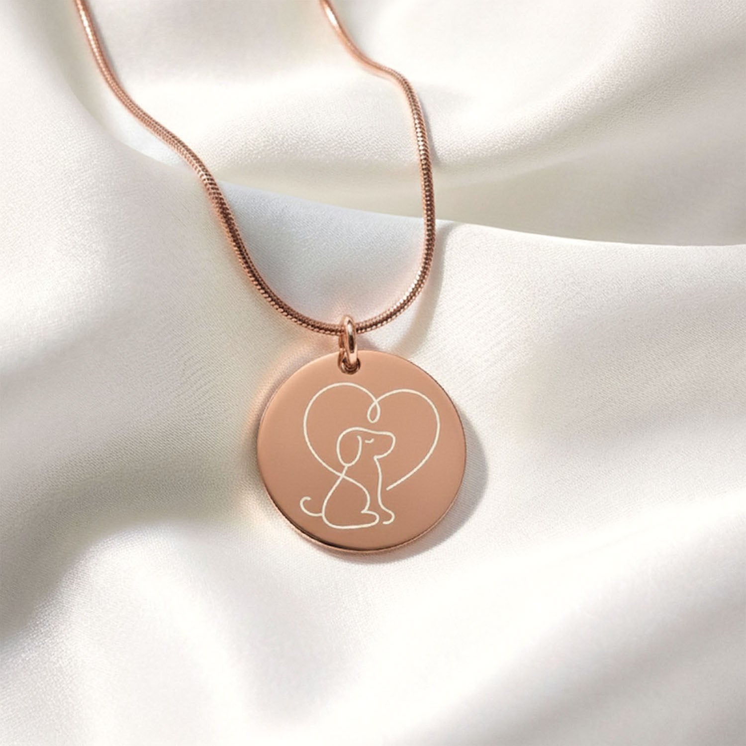 Cute Dog Circle Necklace Rose Gold