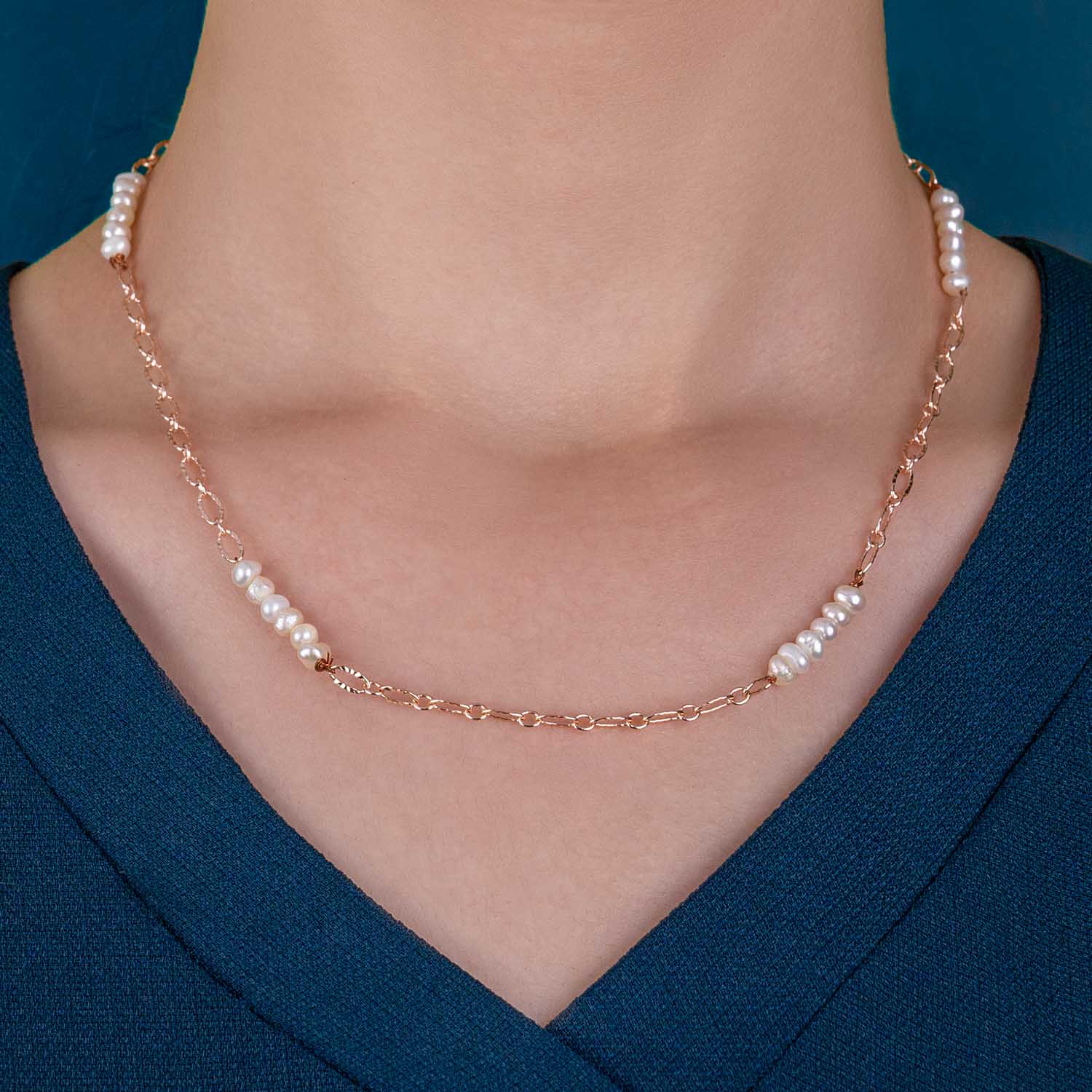 Iris Rose Gold Freshwater Pearl Necklace - Main Image
