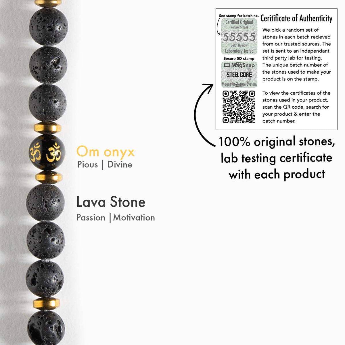 Divine Lava Natural Stone Om Bracelet with MagSnap 2