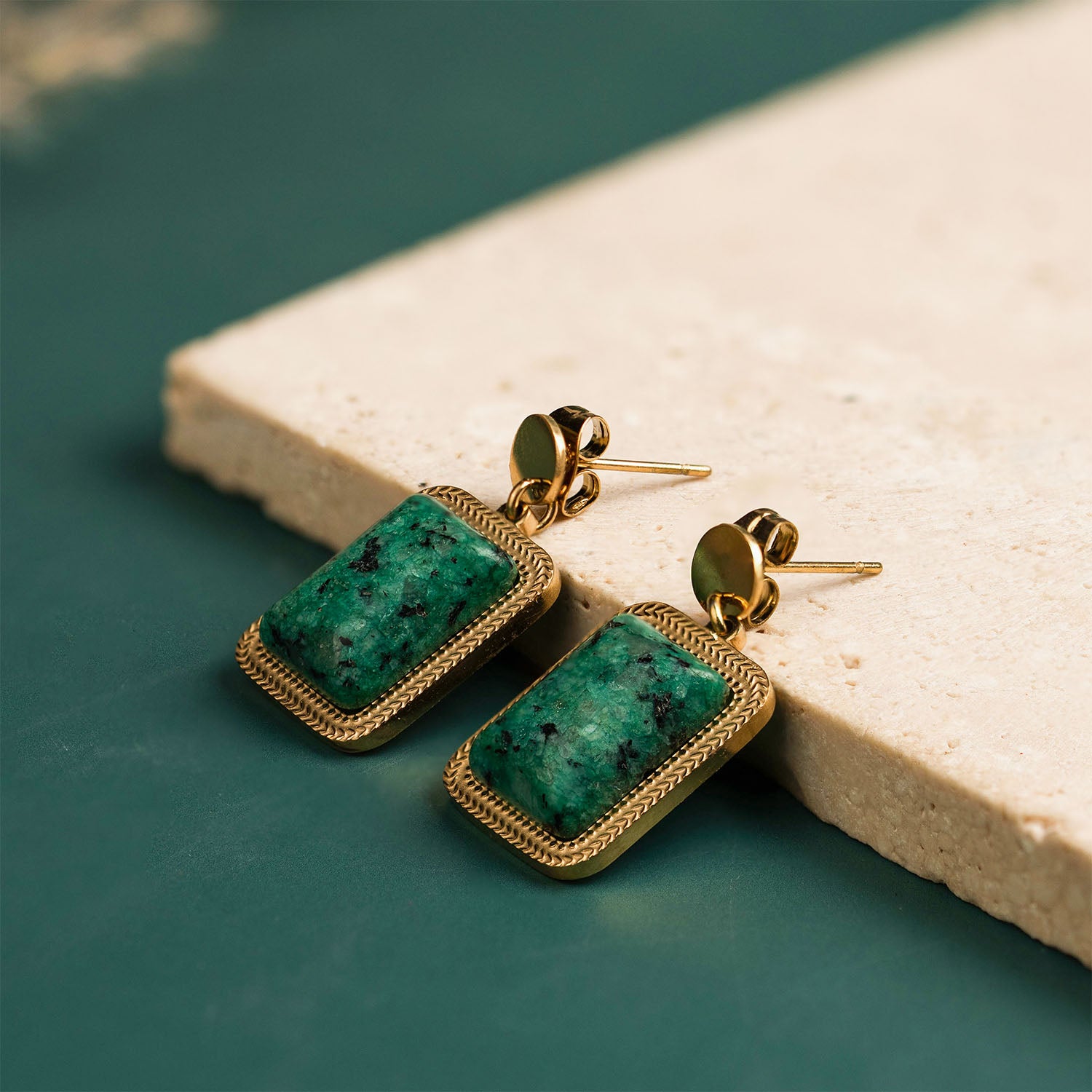 Esmere Emerald Stone Drop Earrings