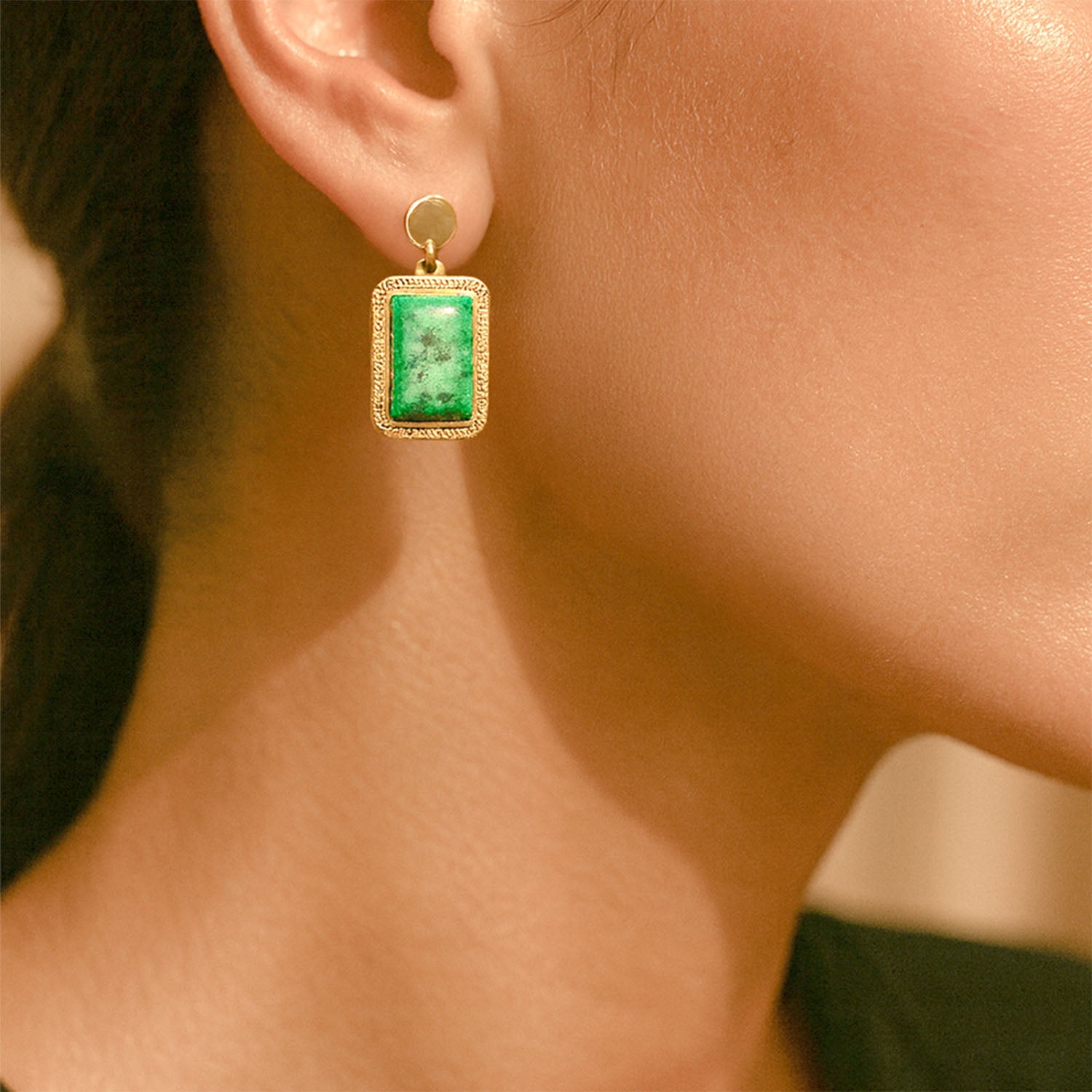 Esmere Emerald Stone Drop Earrings