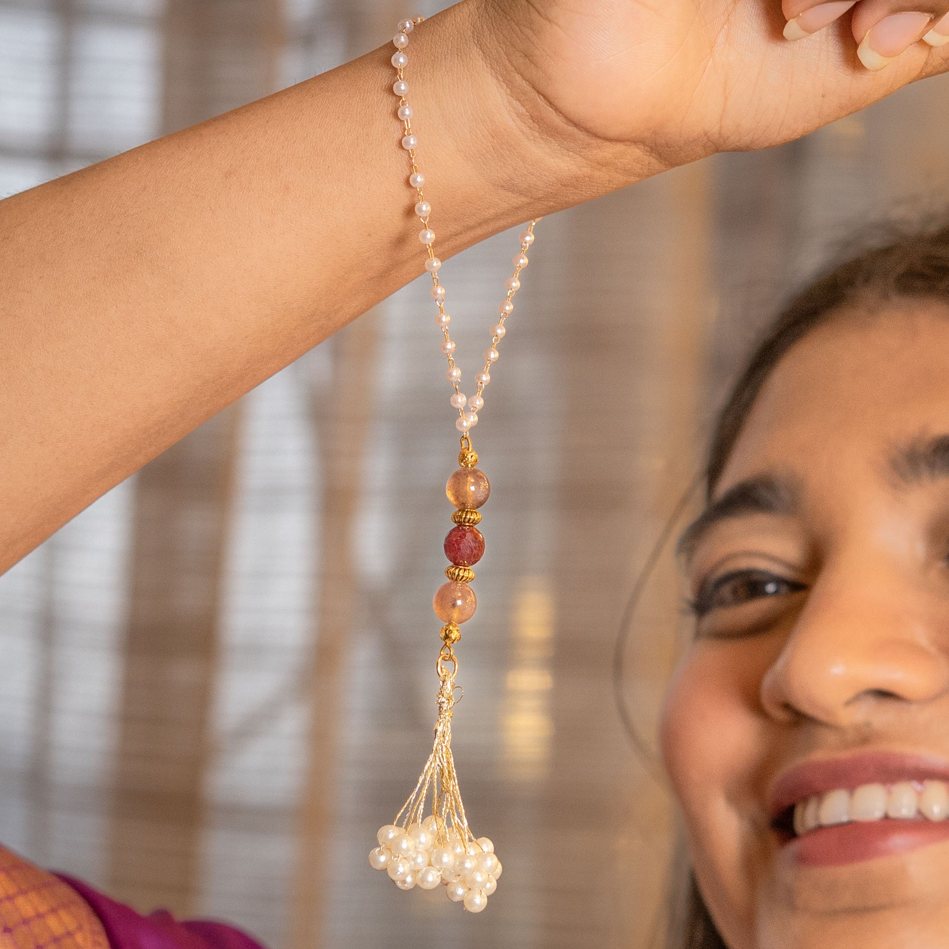 Fiery Ruby Natural Stone Lumba Rakhi