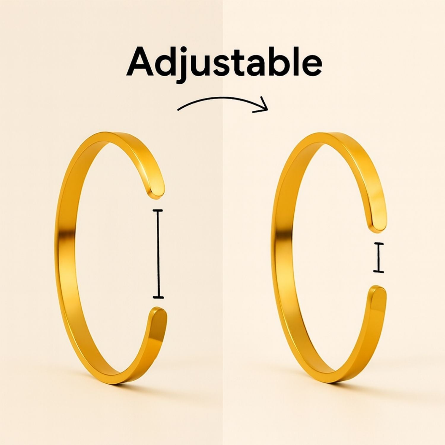 Maha Mrintujay Mantra Gloss Cuff Adjustable Bracelet Gold