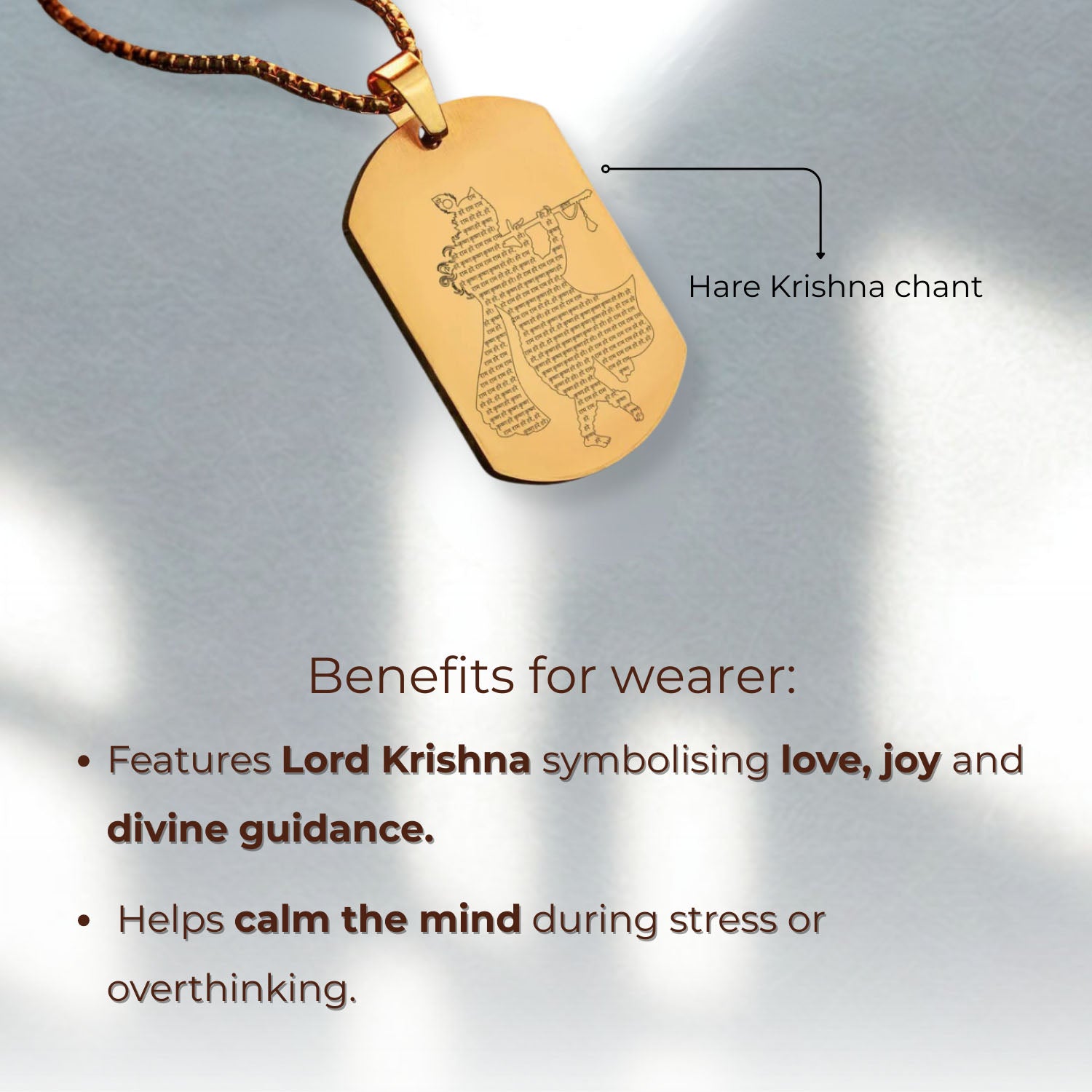 Micro Carved Krishna Tag Necklace Gold