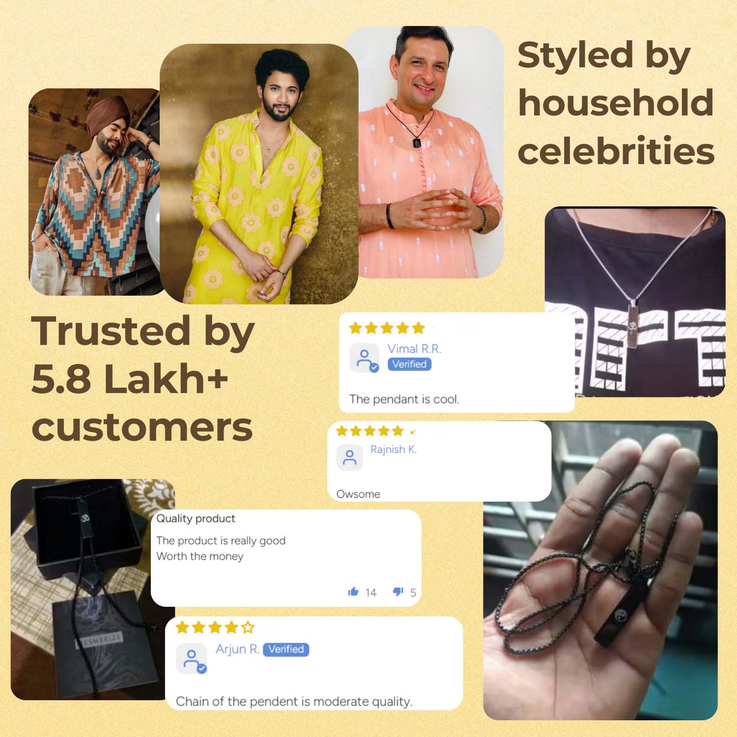 Krishna Mini Tag Necklace Black