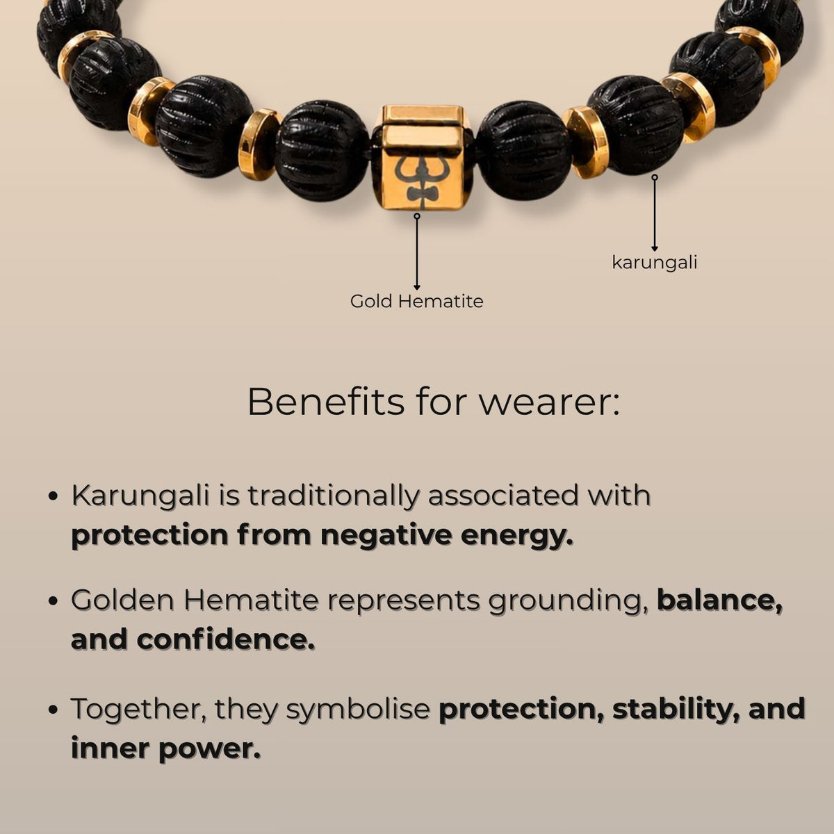 Karungali Trishul Natural Stone Bracelet with MagSnap 4