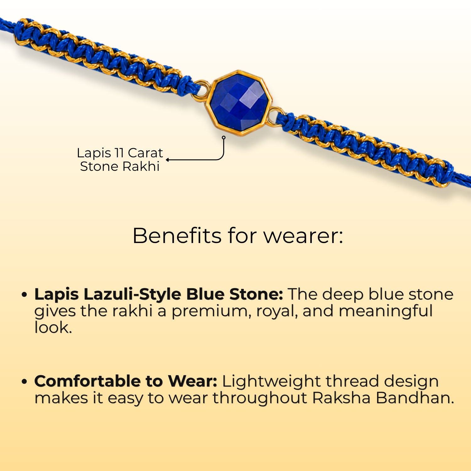 Lapis Lazuli 11 Carat Stone Rakhi