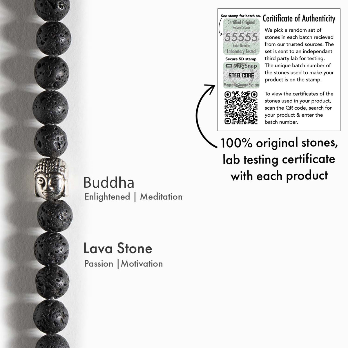 Lava Natural Stone Buddha Bracelet with MagSnap 4