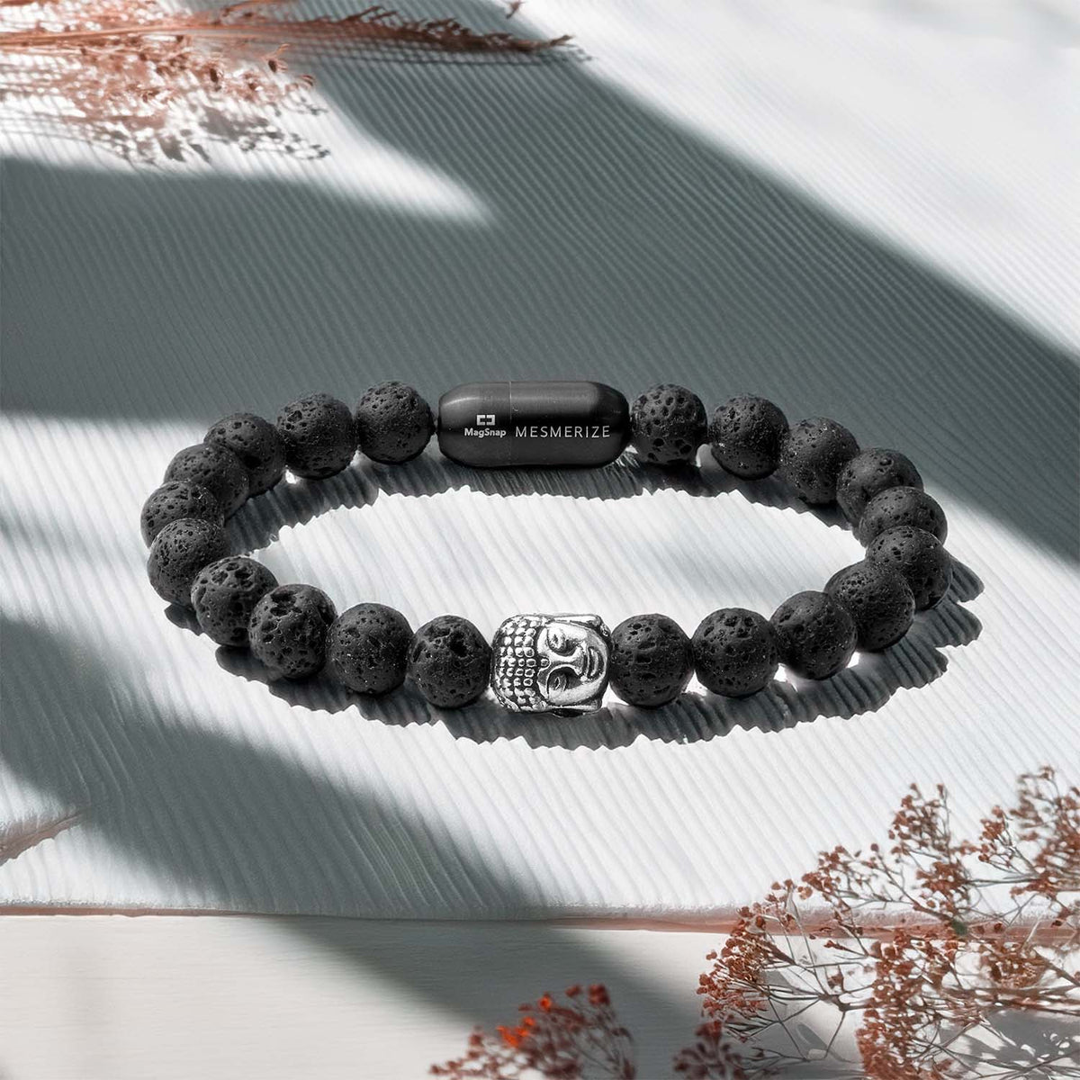 Lava Natural Stone Buddha Bracelet with MagSnap 4