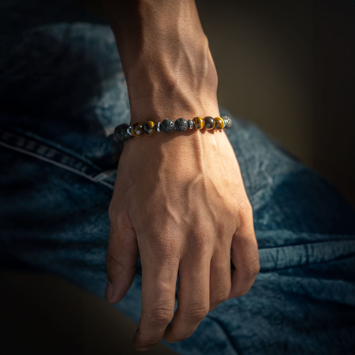 Lava and Tiger Eye Natural Stone Bracelet with MagSnap 2