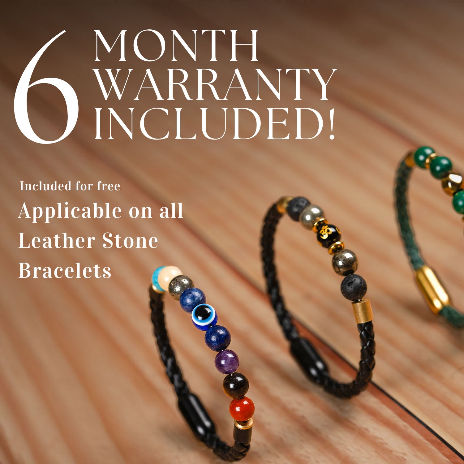 Spiritual Rudraksh Natural Stone NeoLeather Bracelet With MagSnap2