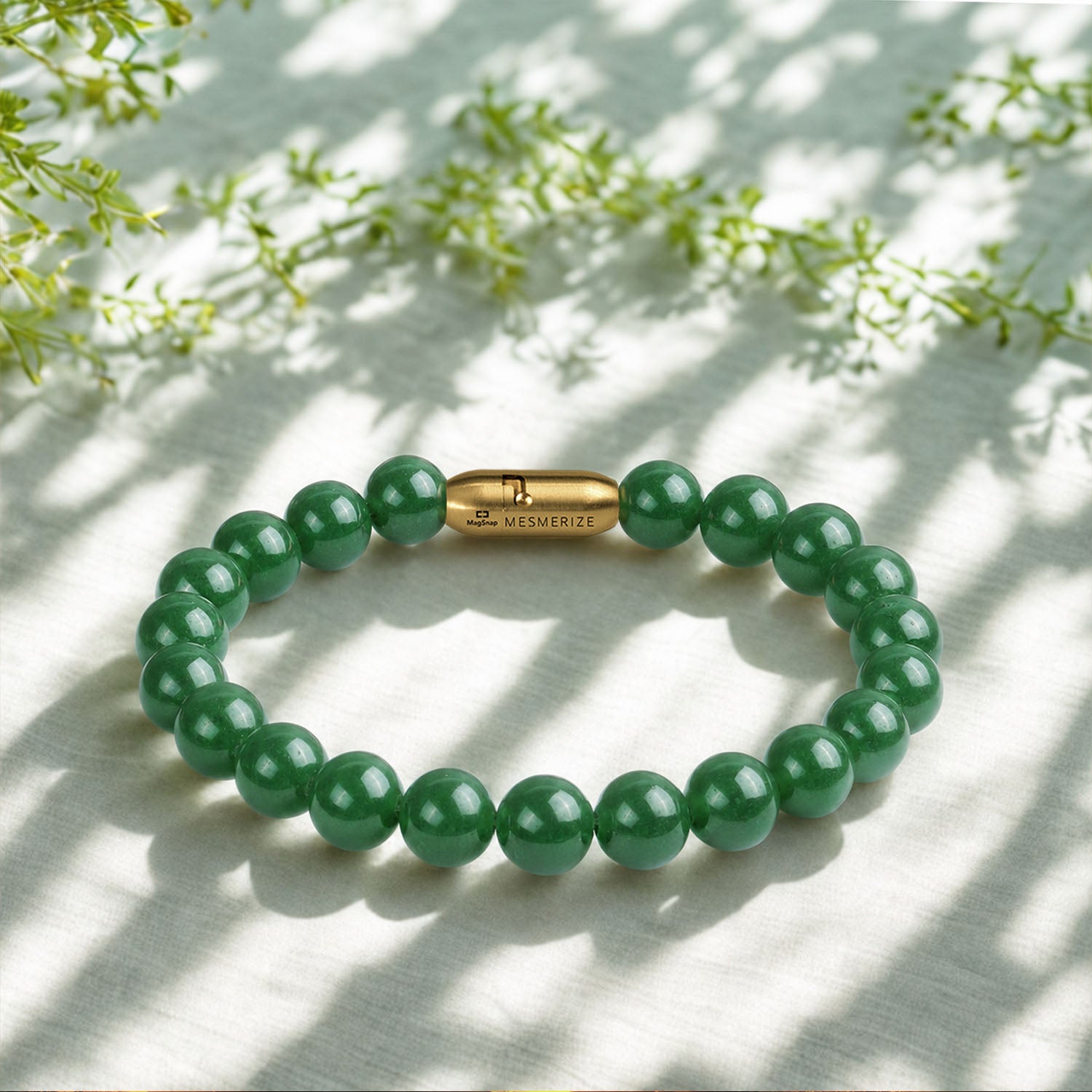 Lush Green Jade Natural Stone Bracelet with MagSnap2