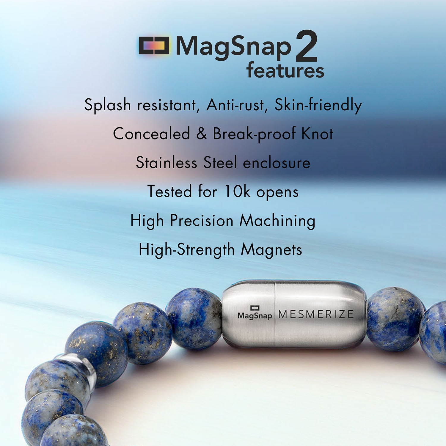 925 Sterling Silver Aegis Evil Eye Natural Stone Bracelet with Magsnap2