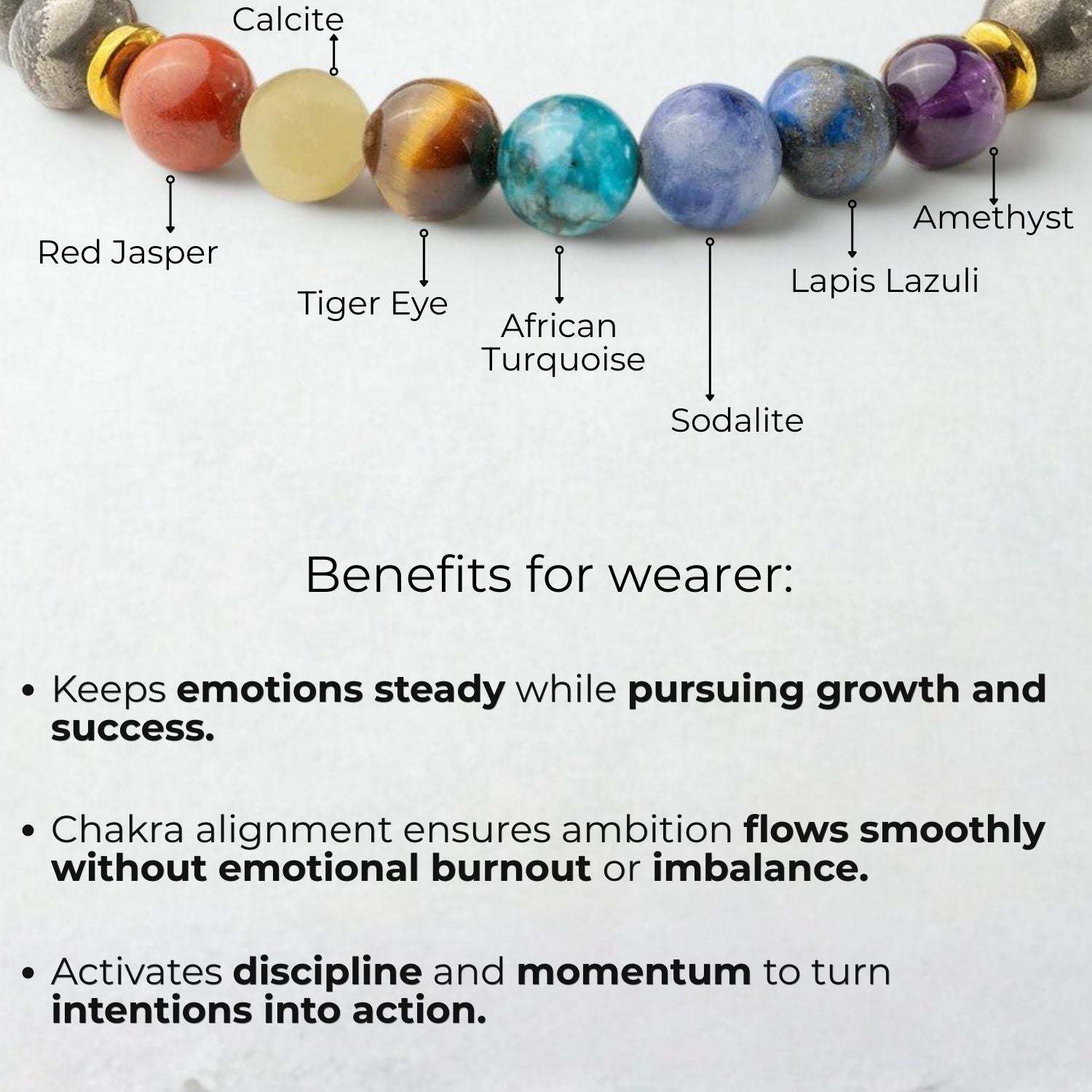 Natural Stone Jewellery Money Magnet Pyrite 7 Chakra Natural Stone Elastic Bracelet