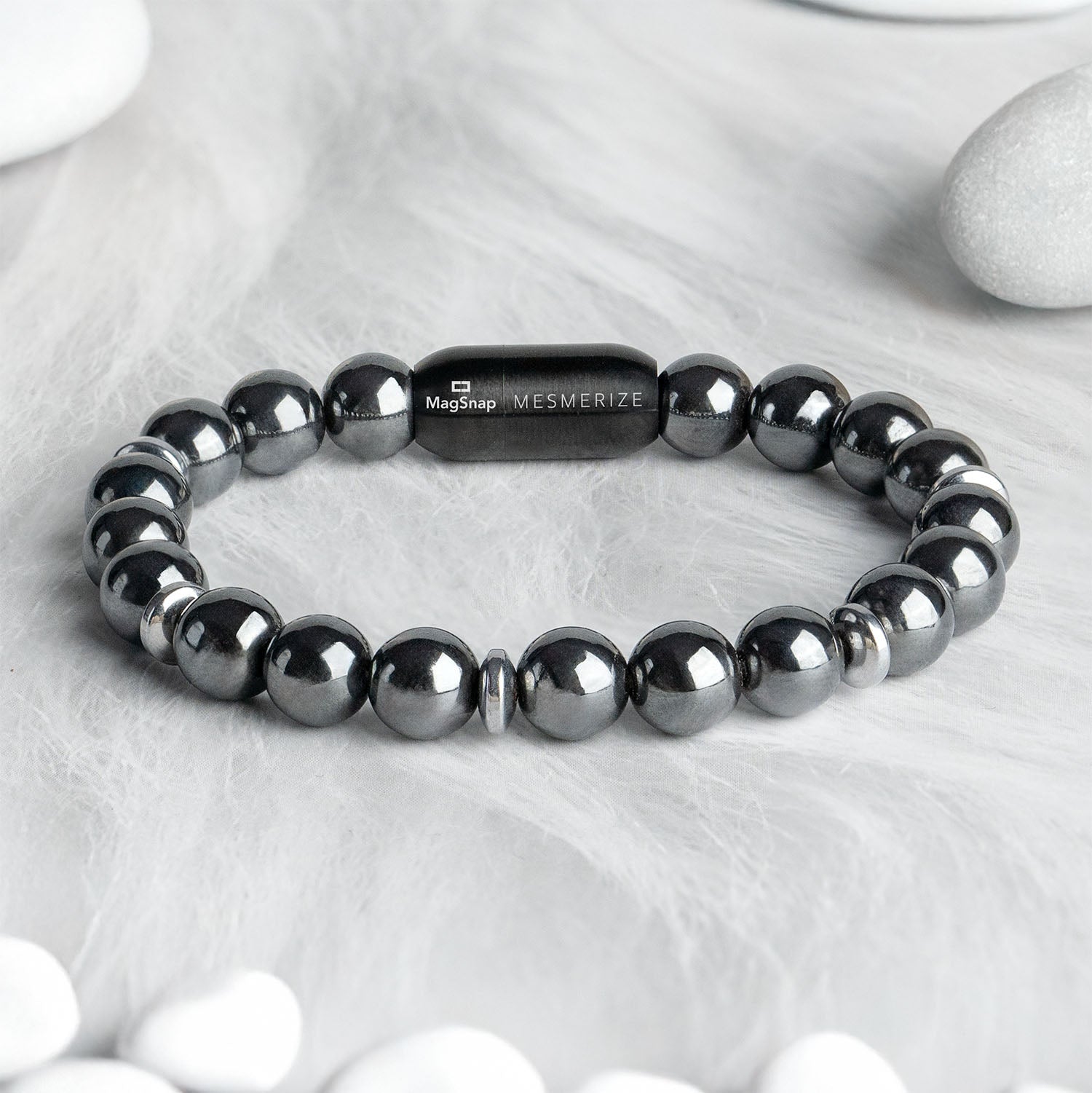 Mystic Grey Hametite Natural Stone Bracelet by Mesmerize