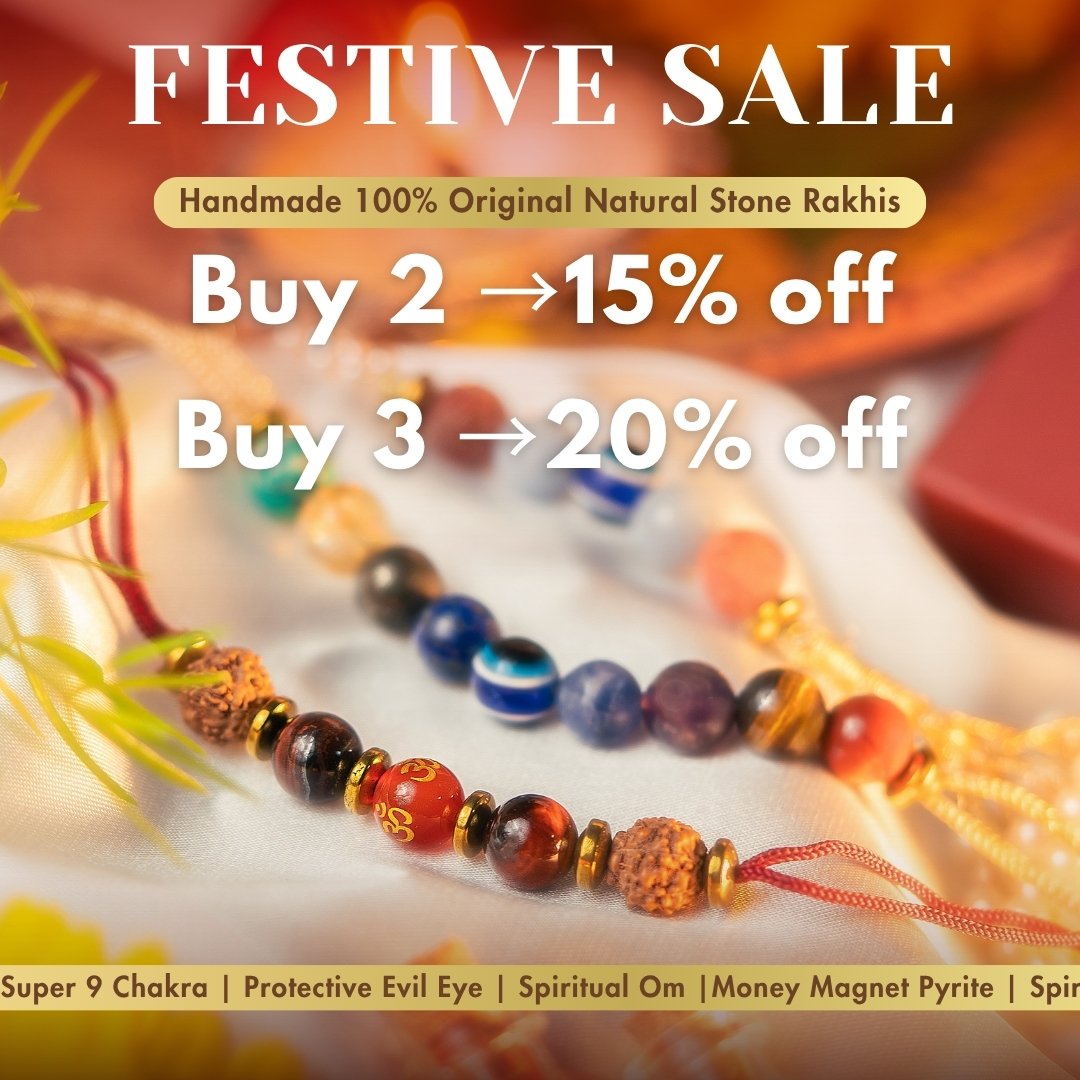 925 Sterling Silver Spiritual Om Natural Stone Rakhi