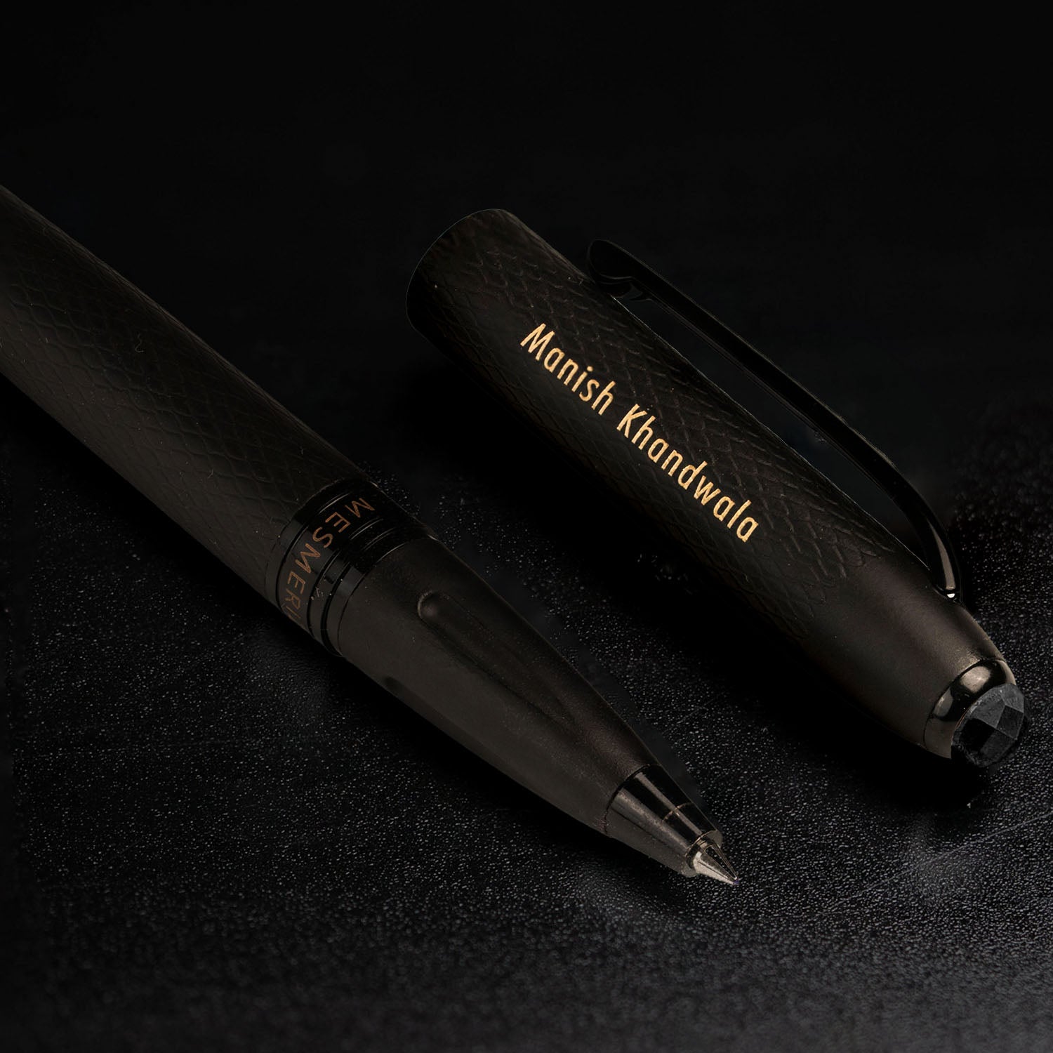Matte Black Foil Print Diary with Personalised Pen