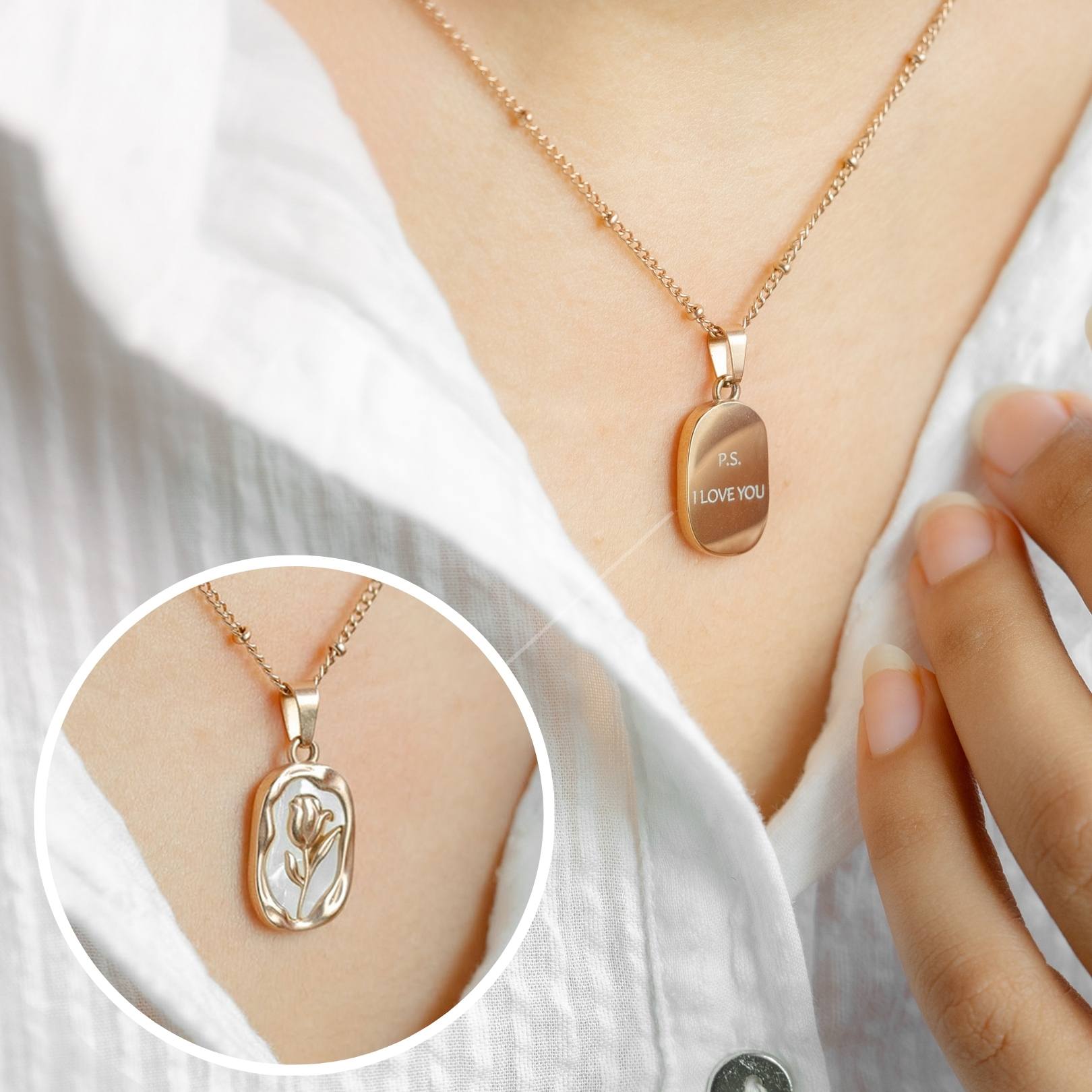 I Love You Carved Belle Rose Necklace Mesmerize India