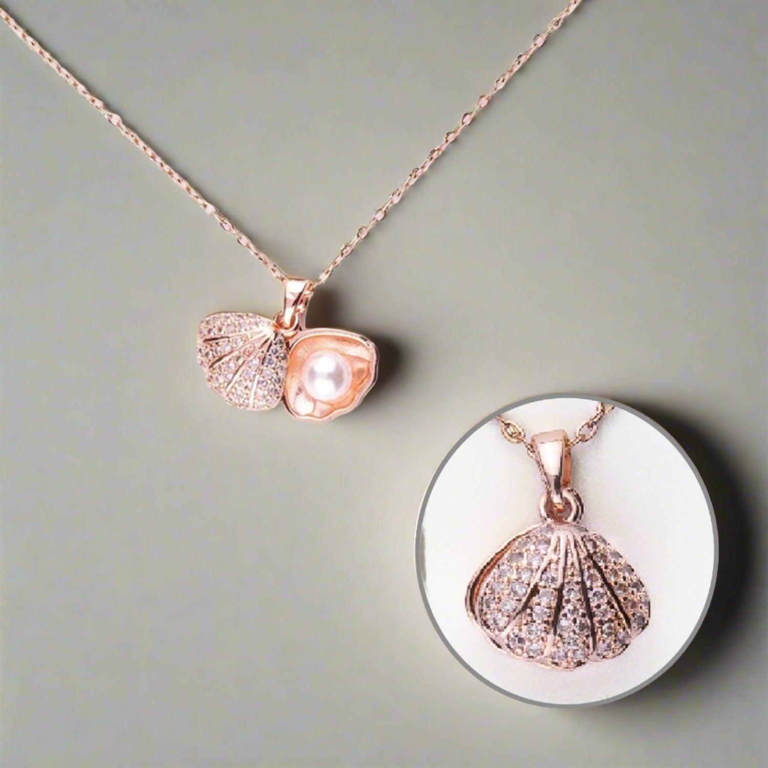 W Premium Jewellery Necklace Pearl Shell Rose Gold