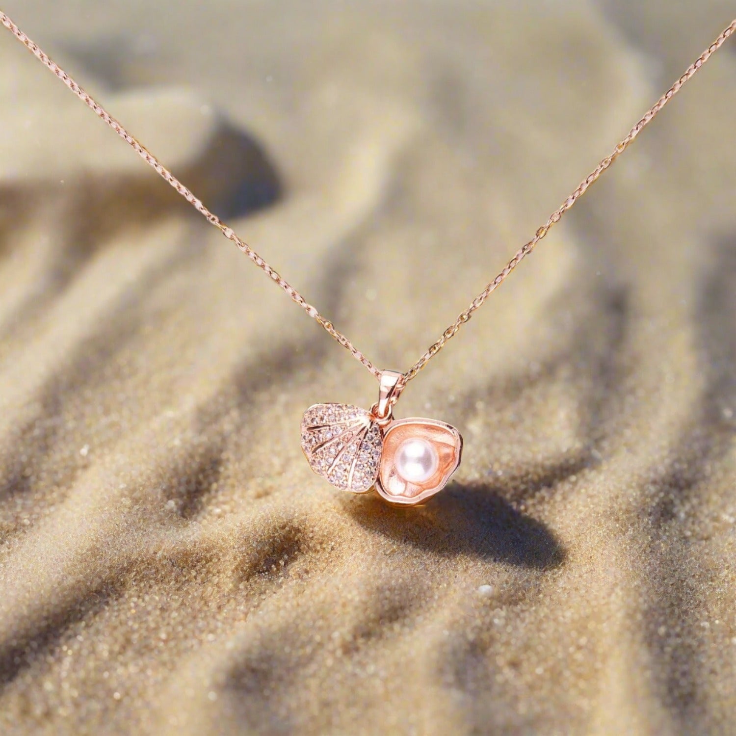 W Premium Jewellery Necklace Pearl Shell Rose Gold