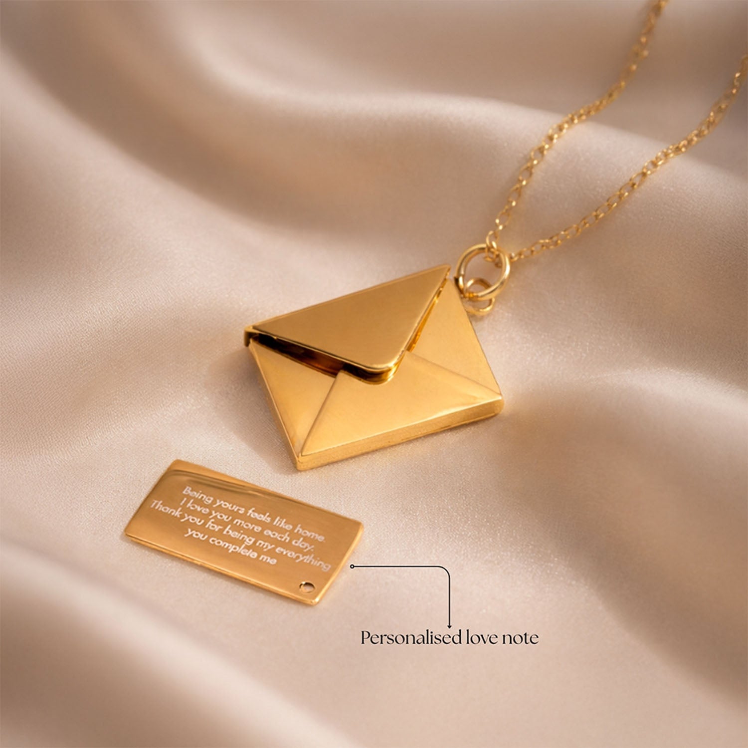 Personalised Envelope Necklace Gold