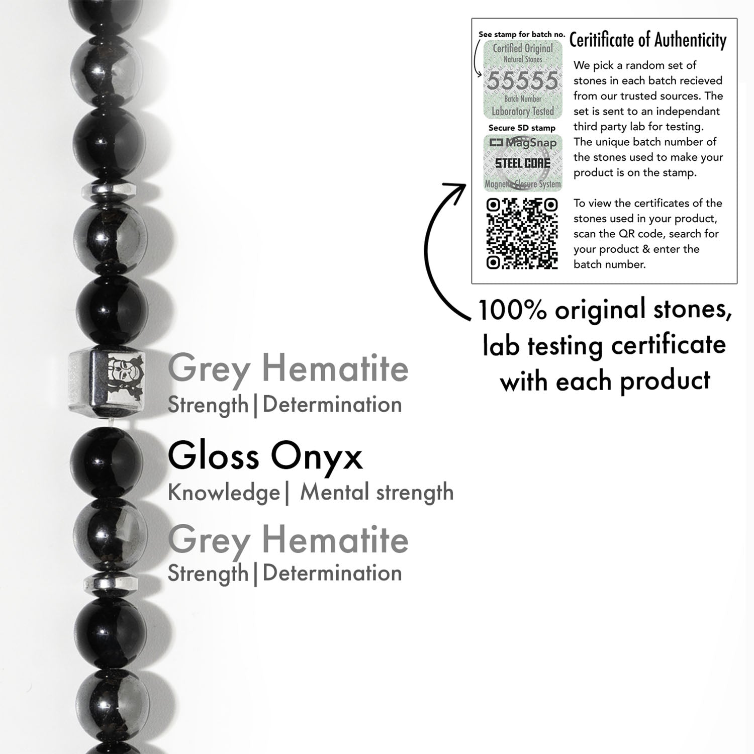 Power Hematite Hanuman Natural Stone Bracelet with MagSnap2