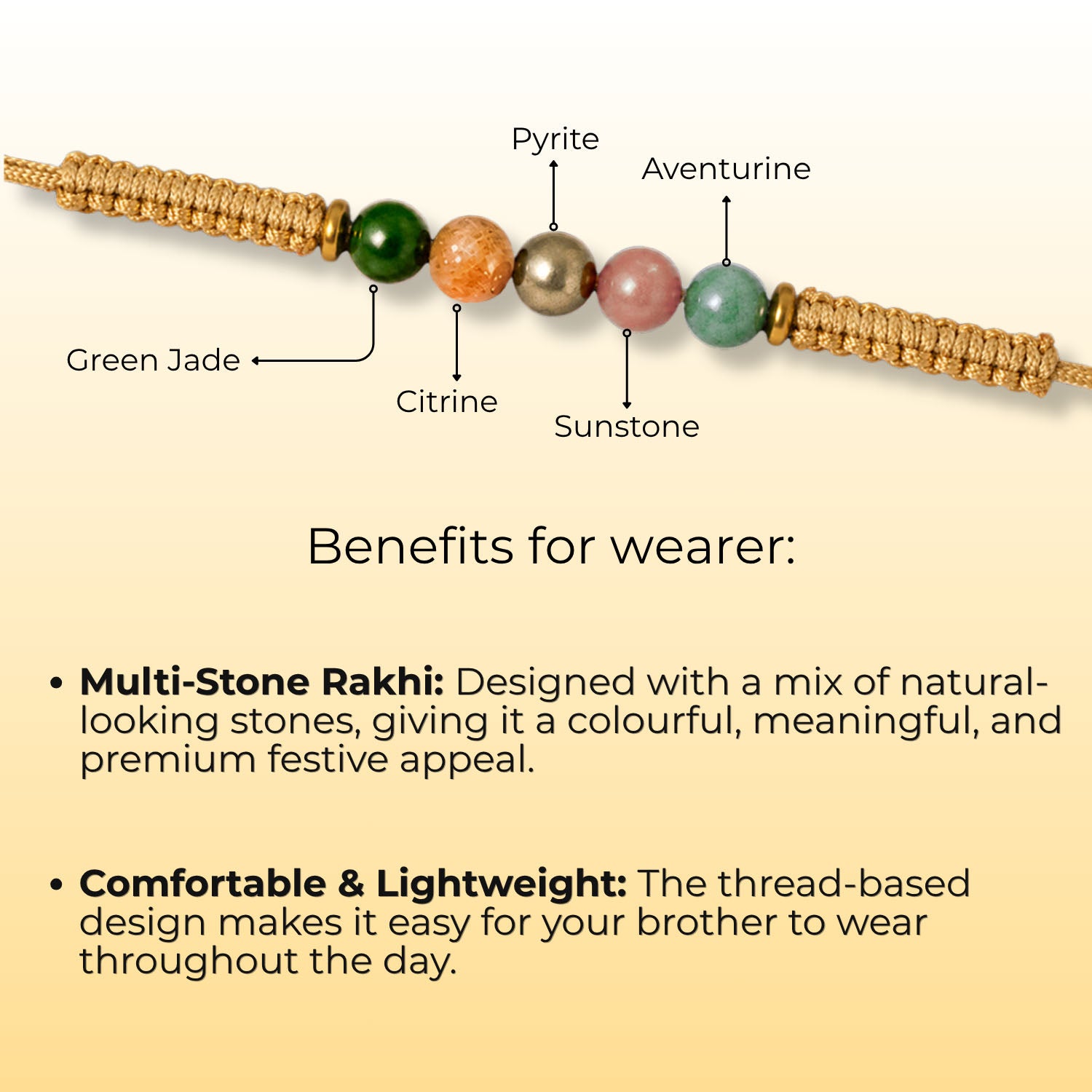 Power Rajyog Natural Stone Rakhi